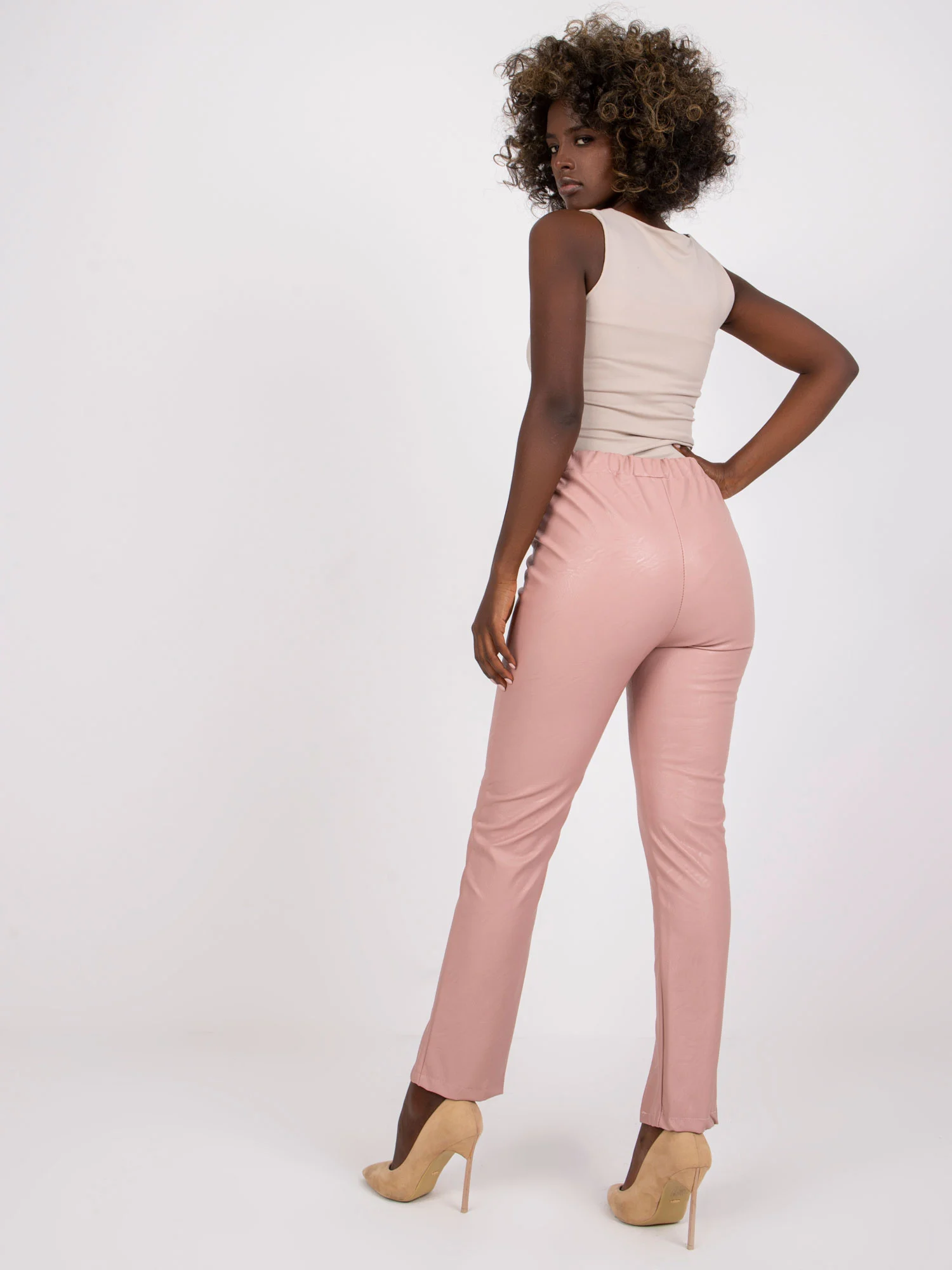 Pantaloni Dama Lunga, Cu slit, ITALY MODA, Roz de Petrecere Marimi Mari - imagine 3