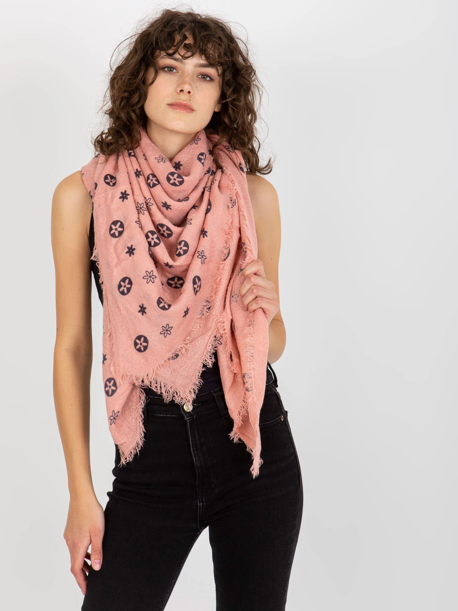 Bandana Dama Imprimat, Acril, Fashion Hunters, Roz - imagine 2