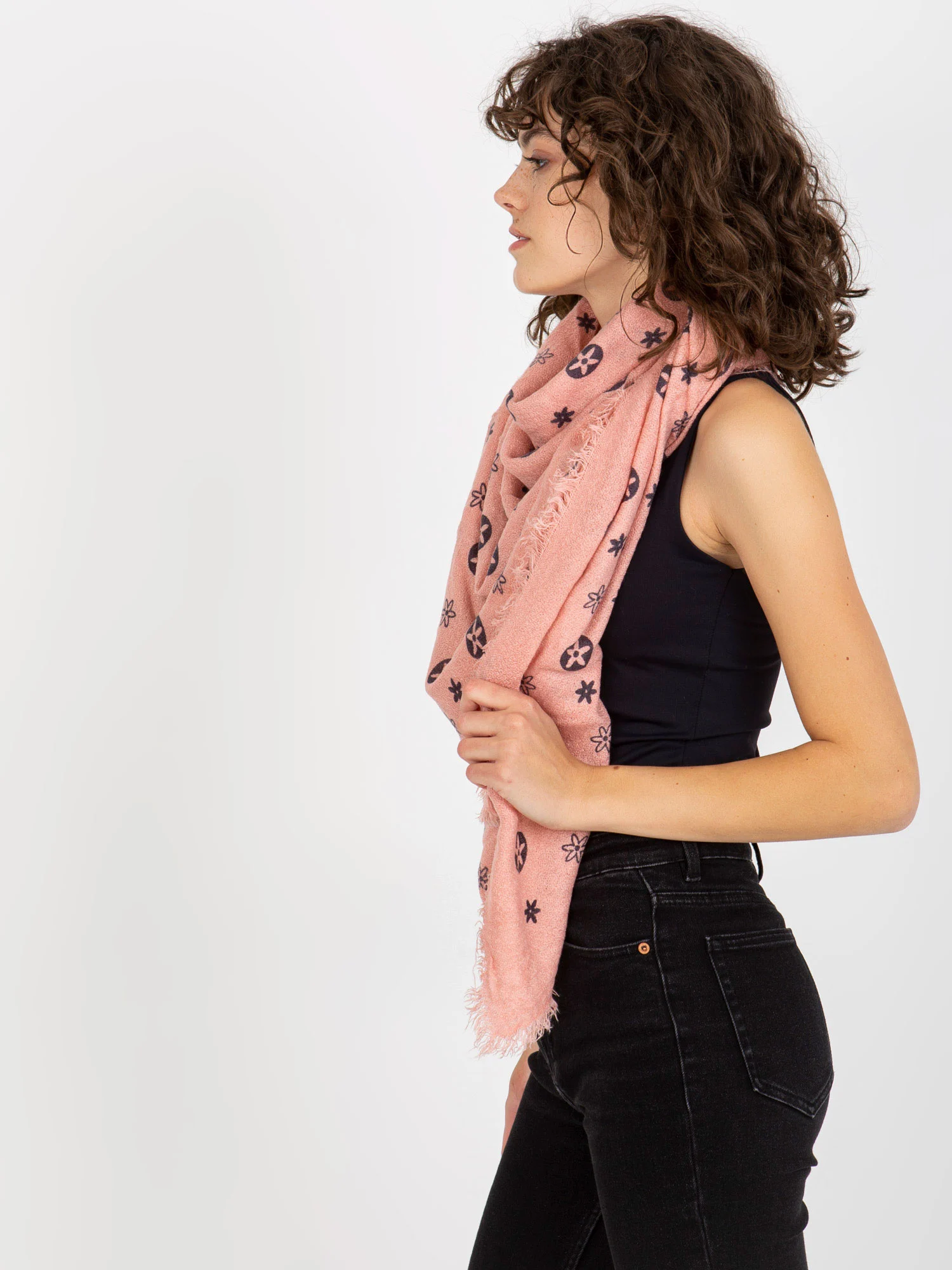 Bandana Dama Imprimat, Acril, Fashion Hunters, Roz - imagine 4