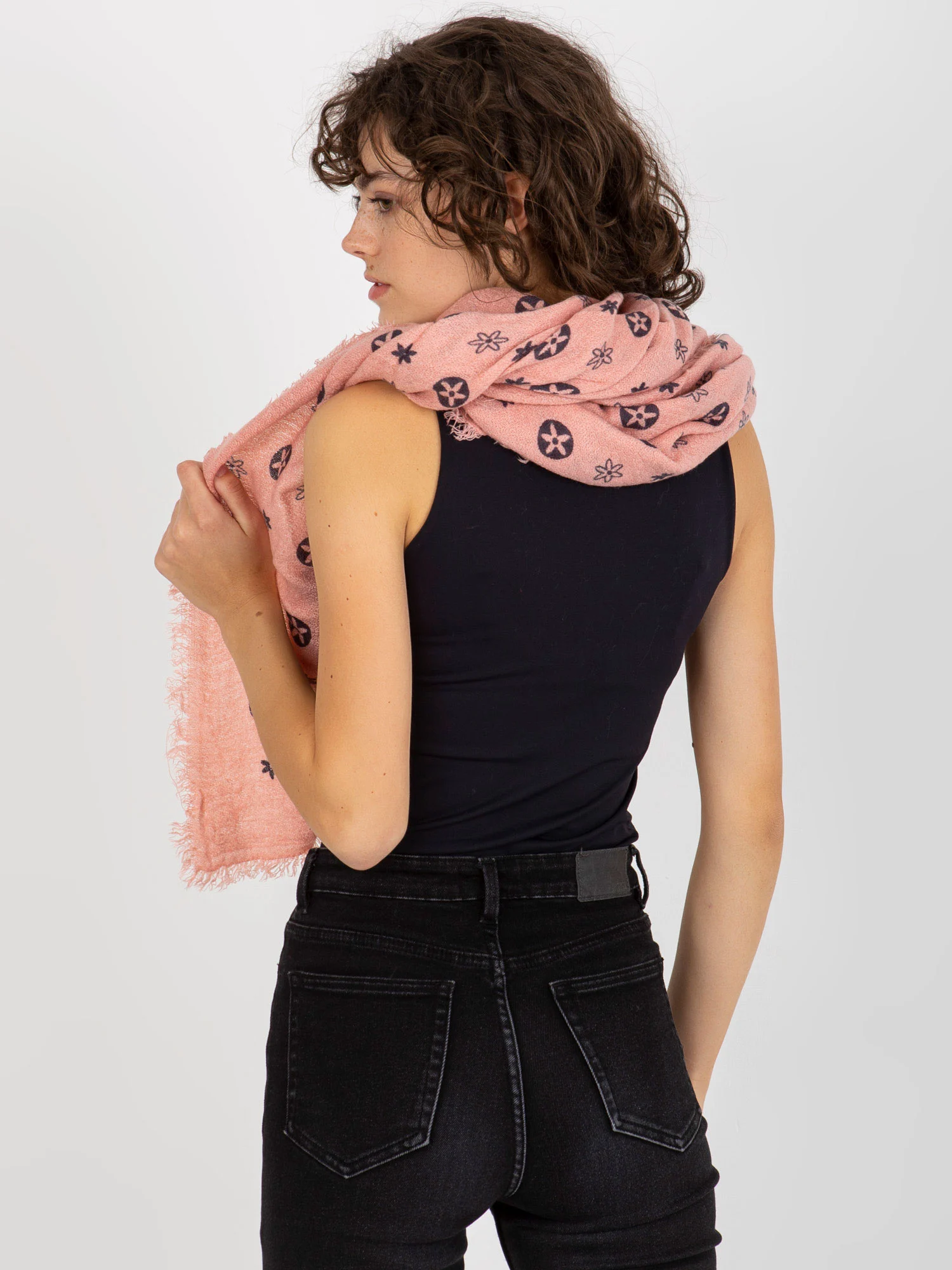 Bandana Dama Imprimat, Acril, Fashion Hunters, Roz - imagine 3