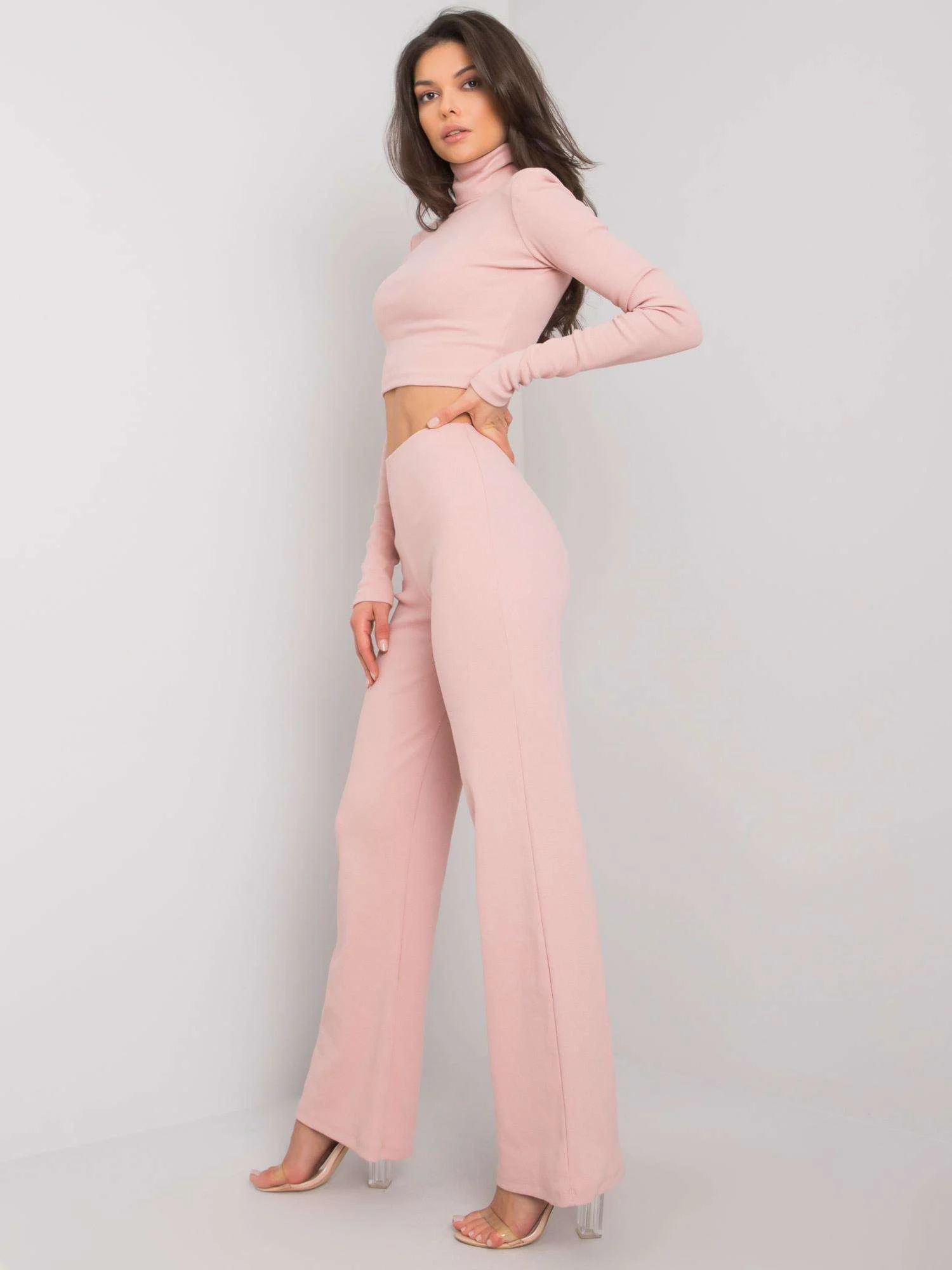 Compleu Dama Maneca lunga, Dungi, RUE PARIS, Roz Eleganta Office - imagine 4