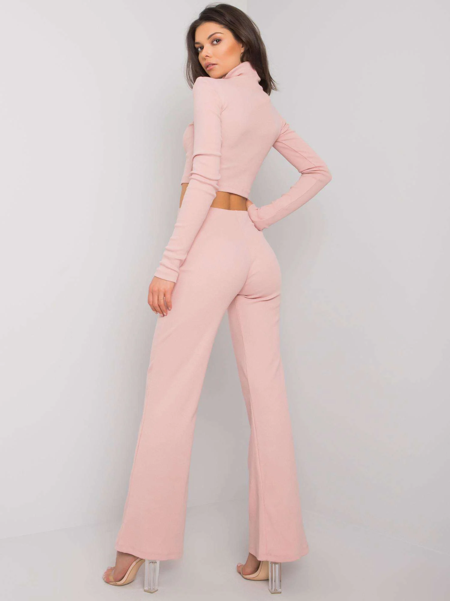 Compleu Dama Maneca lunga, Dungi, RUE PARIS, Roz Eleganta Office - imagine 5