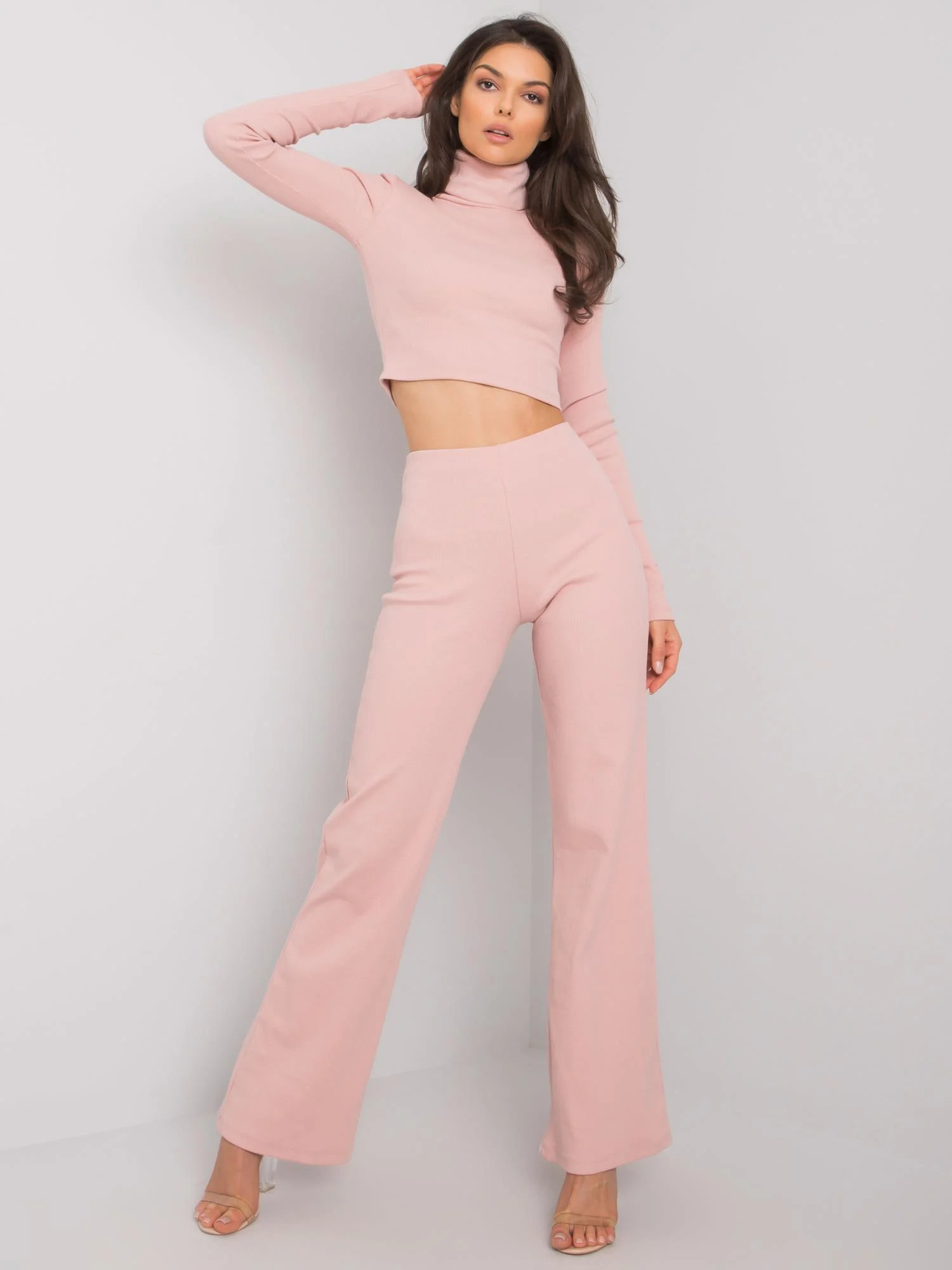 Compleu Dama Maneca lunga, Dungi, RUE PARIS, Roz Eleganta Office - imagine 2