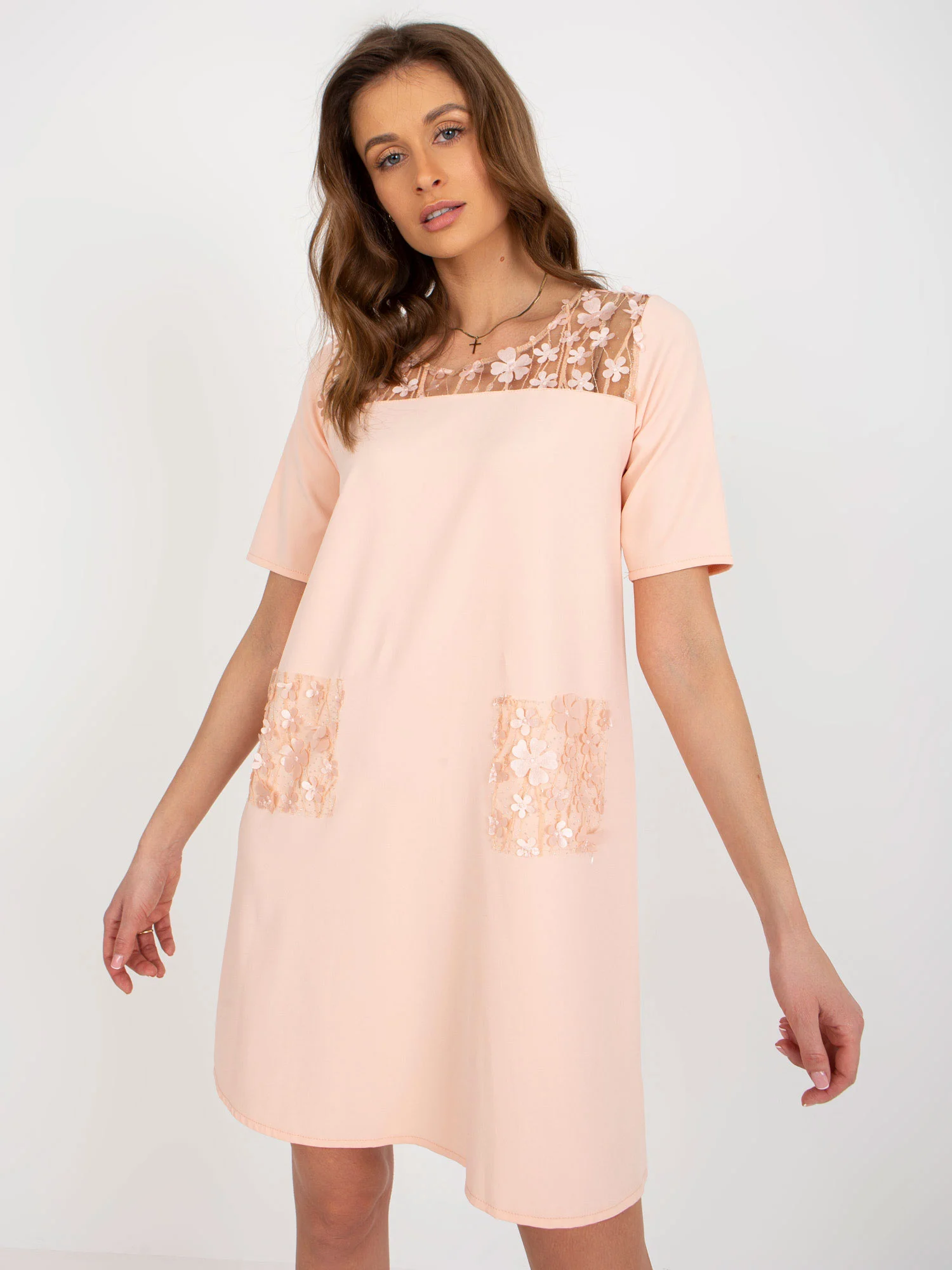 Rochie Dama Mini, Floral, LAKERTA, Piersica de Sarbatori - imagine 2