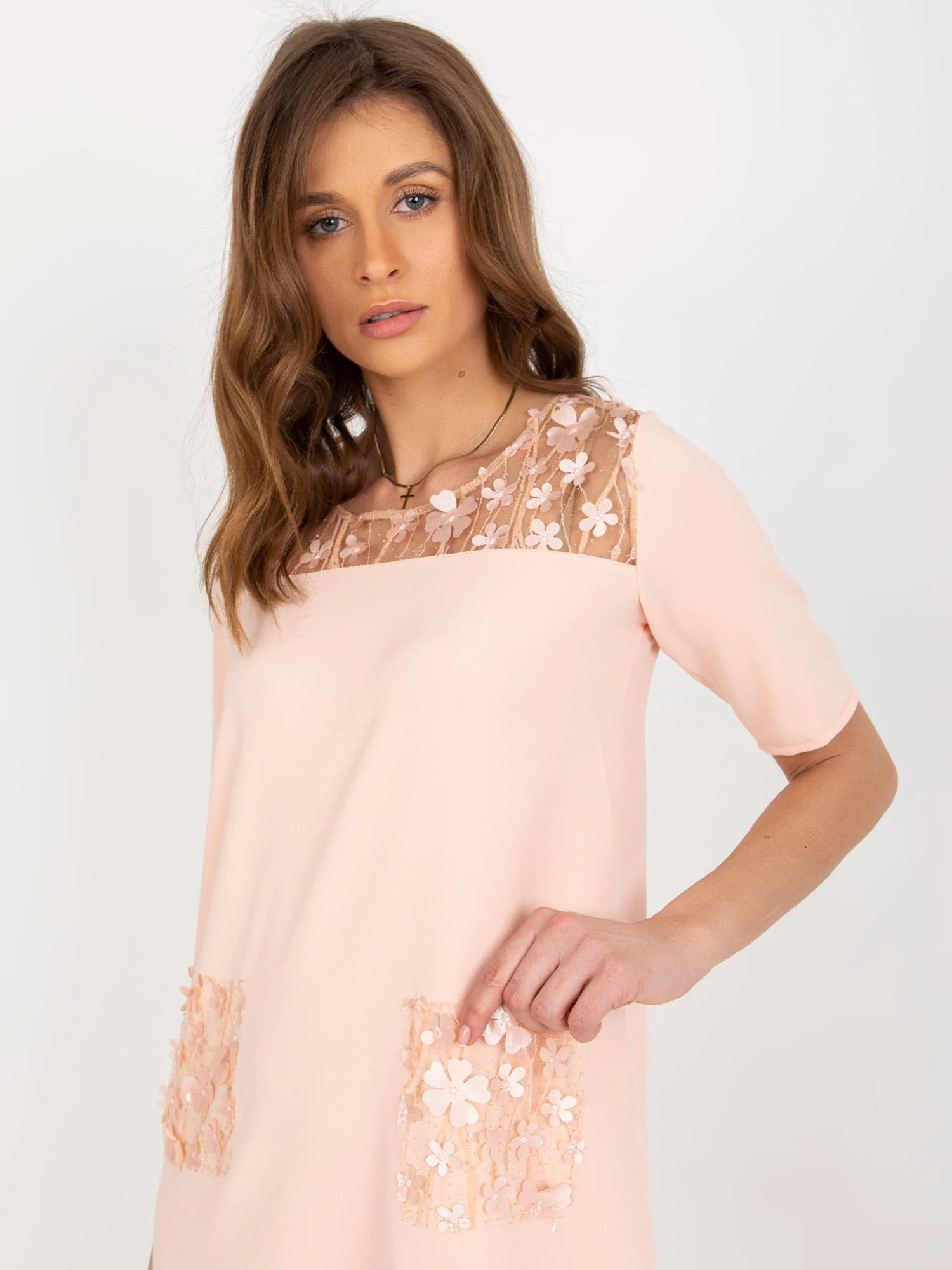 Rochie Dama Mini, Floral, LAKERTA, Piersica de Sarbatori - imagine 4