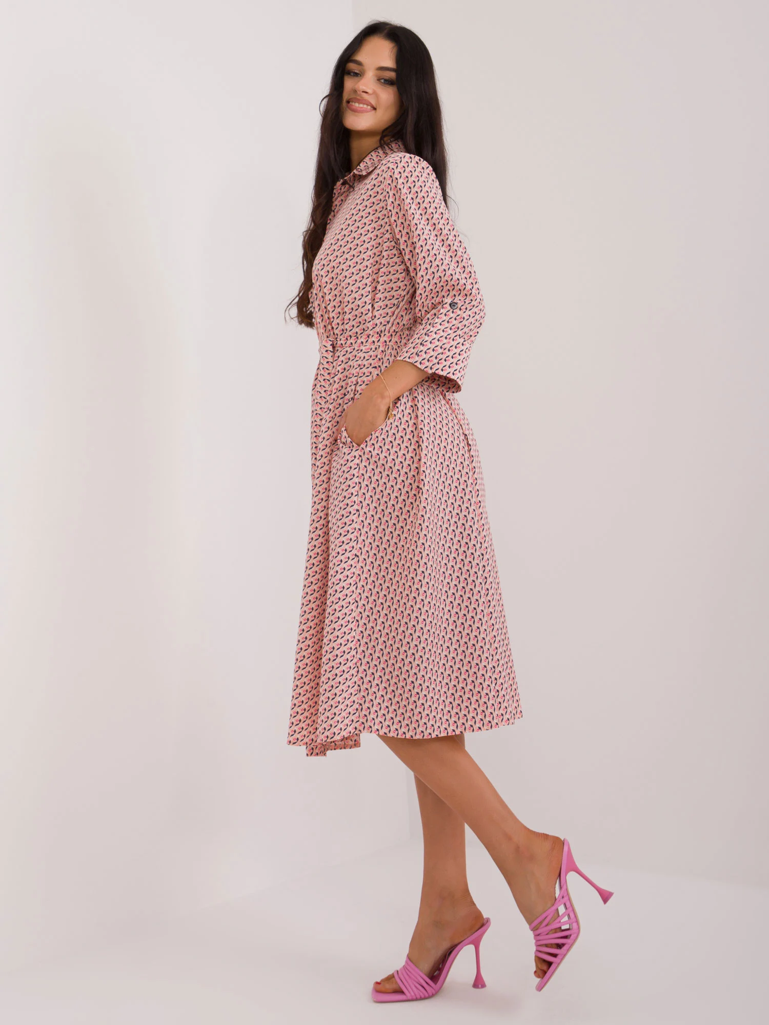 Rochie Dama Midi, Lejera, LAKERTA, Piersica Eleganta Office - Image 3
