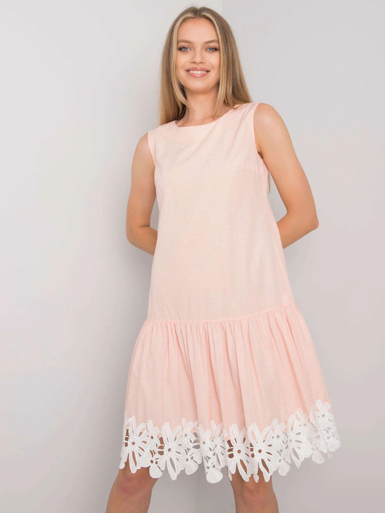 Rochie Dama Midi, Decolteu rotund, LAKERTA, Piersica Eleganta Office - imagine 5