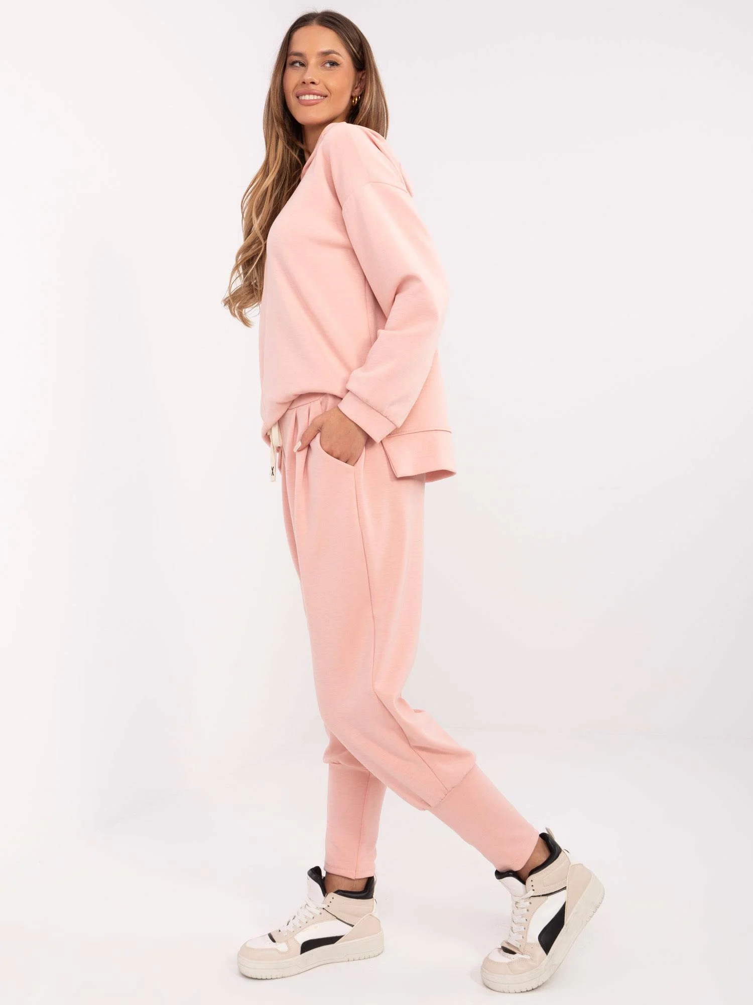 Pantaloni Dama Mansete elastice, Guler inalt, ITALY MODA, Piersica Casual - imagine 2