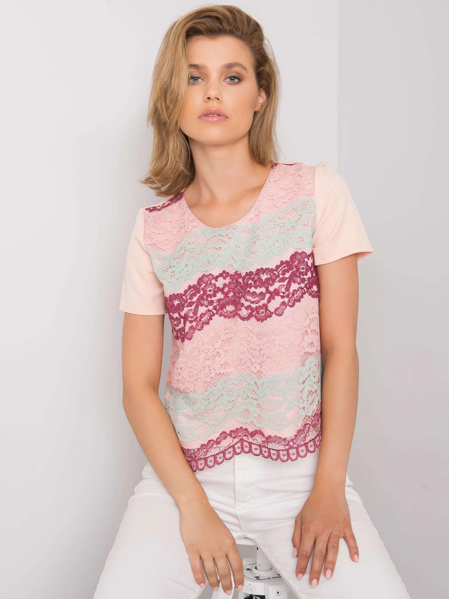 Bluza Dama Mini, Decolteu rotund, LAKERTA, Bordo Casual - imagine 3