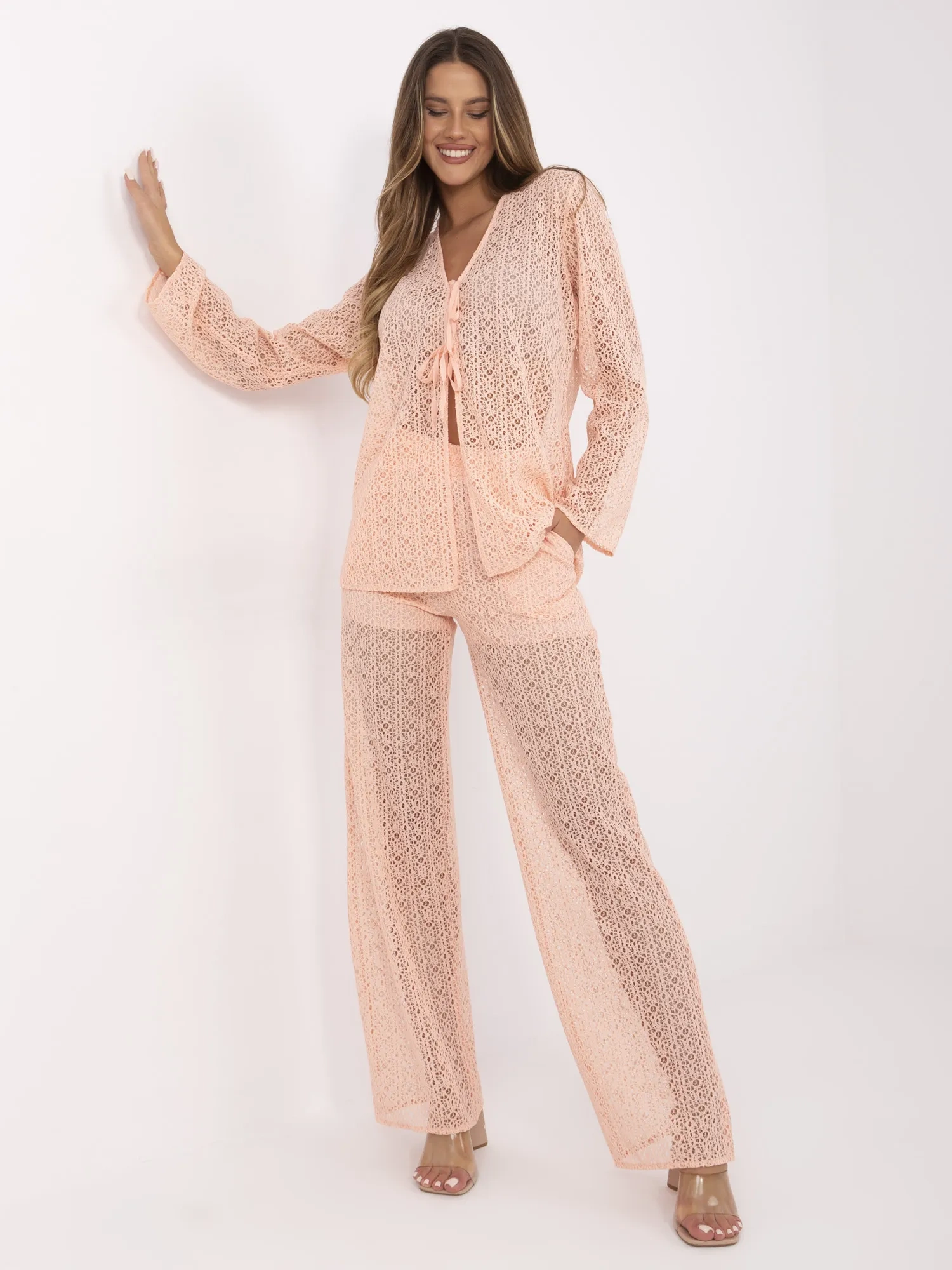 Compleu Dama Maneca lunga, Dreapta, LAKERTA, Piersica Casual - imagine 3
