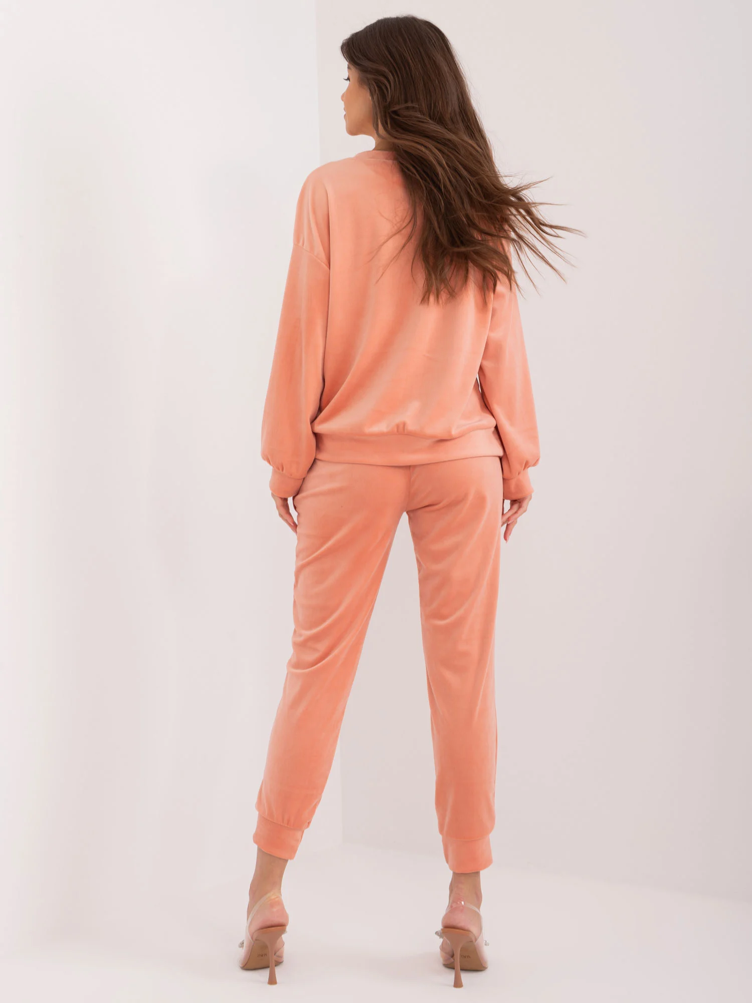Compleu Dama Maneca lunga, Mansete elastice, ITALY MODA, Piersica Casual - imagine 5