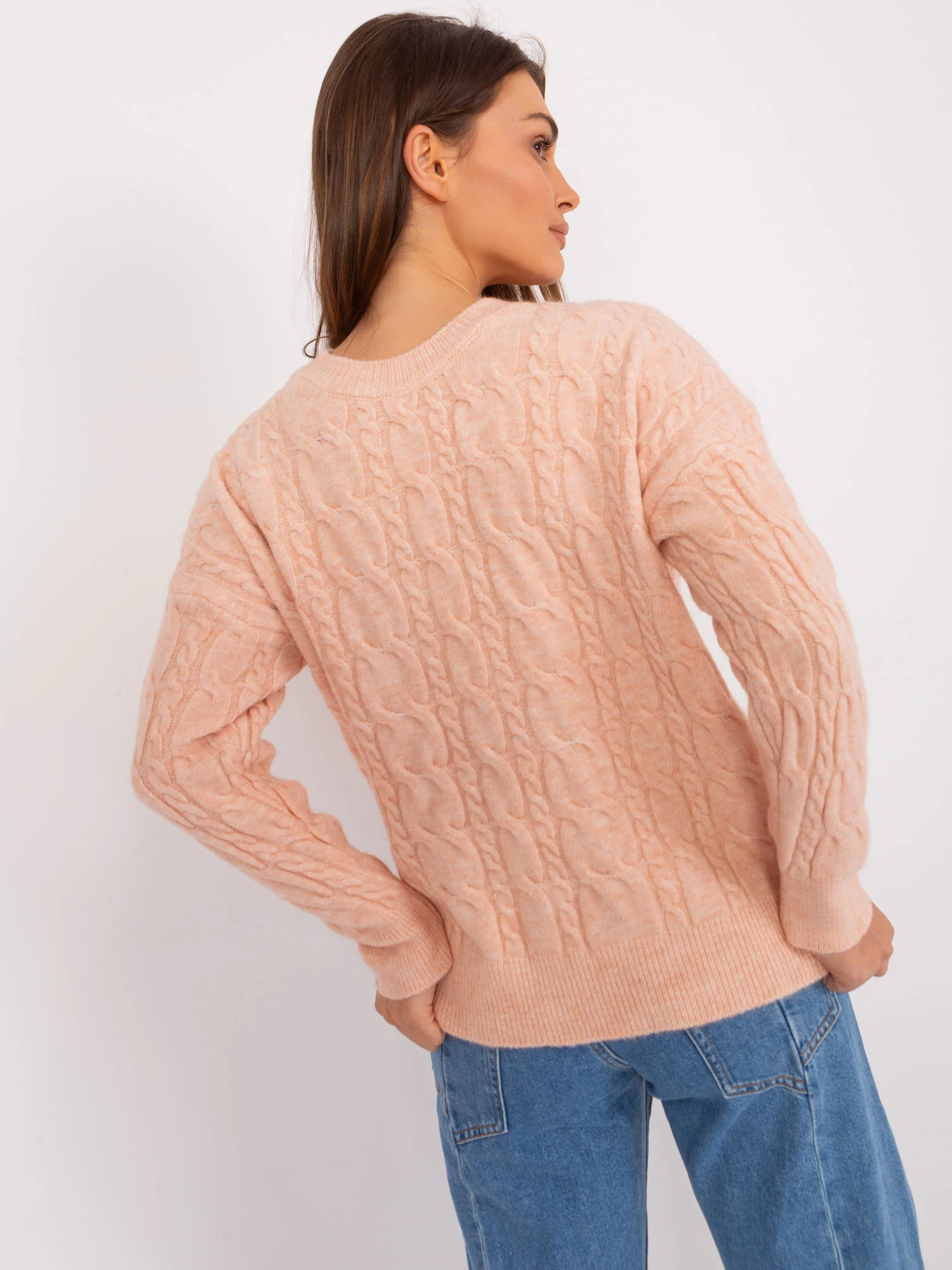 Pulover Dama Maneca lunga, Decolteu rotund, Wool Fashion Italia, Piersica Eleganta Office - imagine 2
