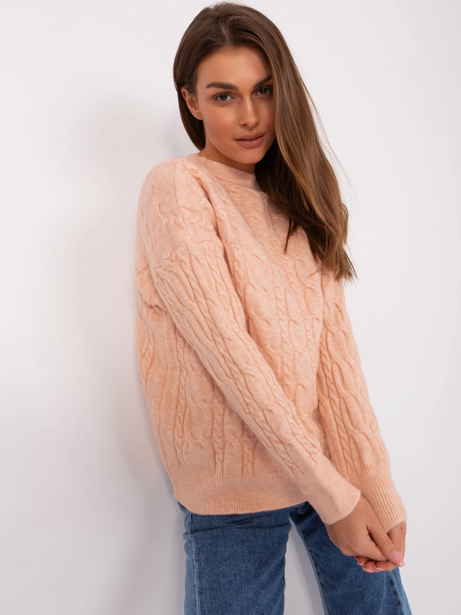 Pulover Dama Maneca lunga, Decolteu rotund, Wool Fashion Italia, Piersica Eleganta Office - imagine 6