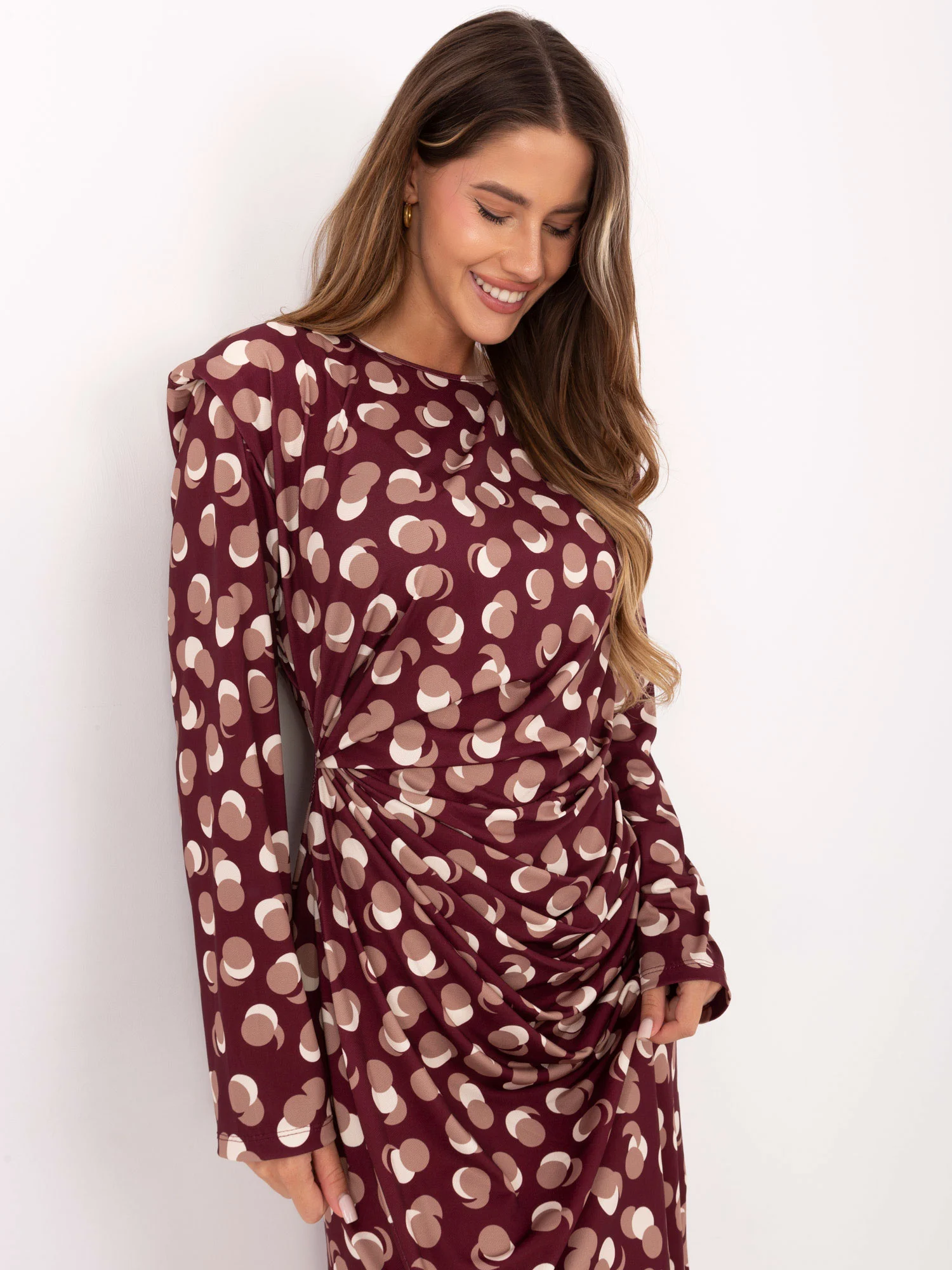 Rochie Dama Maxi, Geometric, RUE PARIS, Bordo Eleganta Office - Image 2