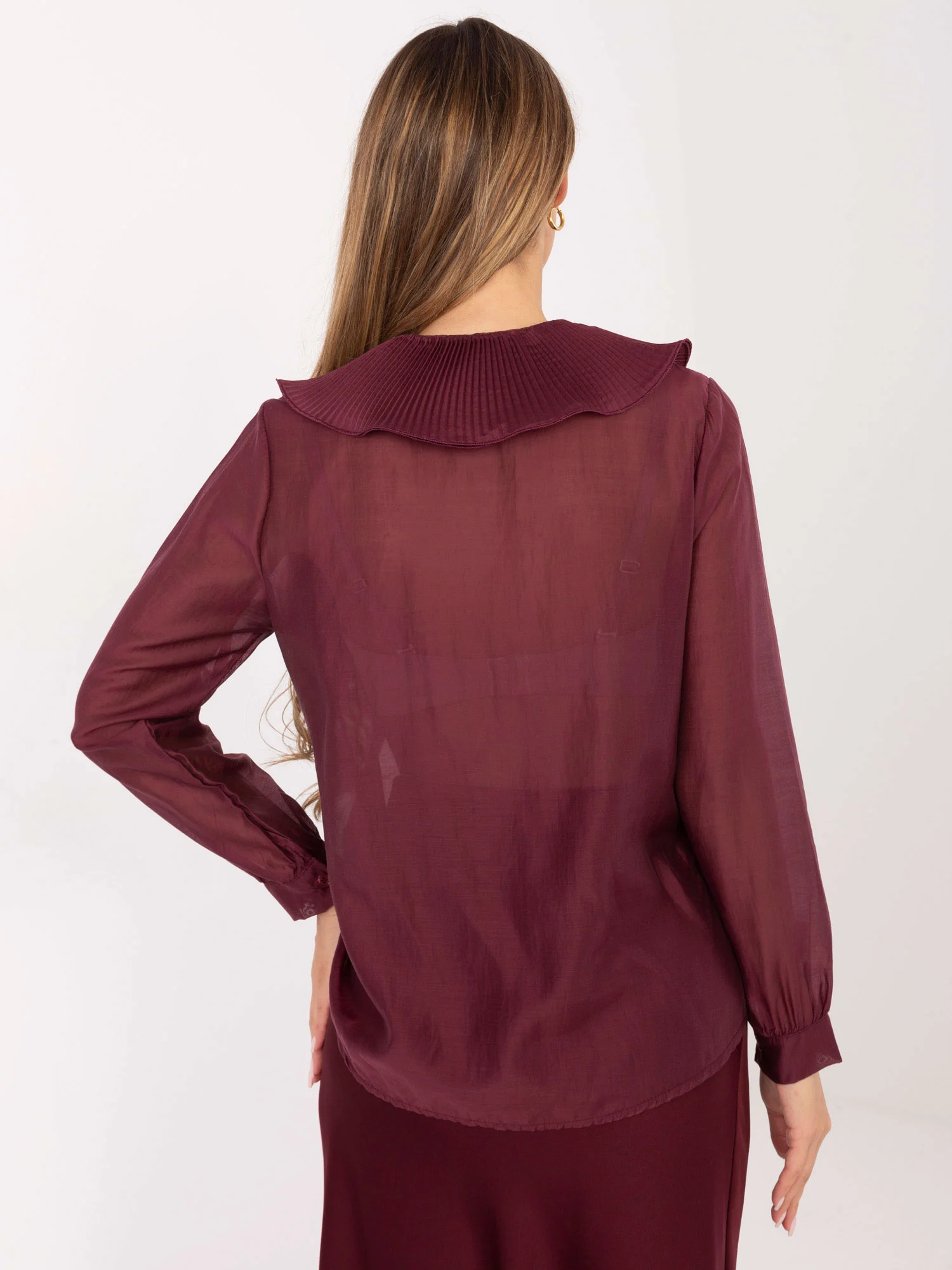 Camasa Dama Maneca lunga, Elegant, RED LINE, Bordo Eleganta Office - imagine 4