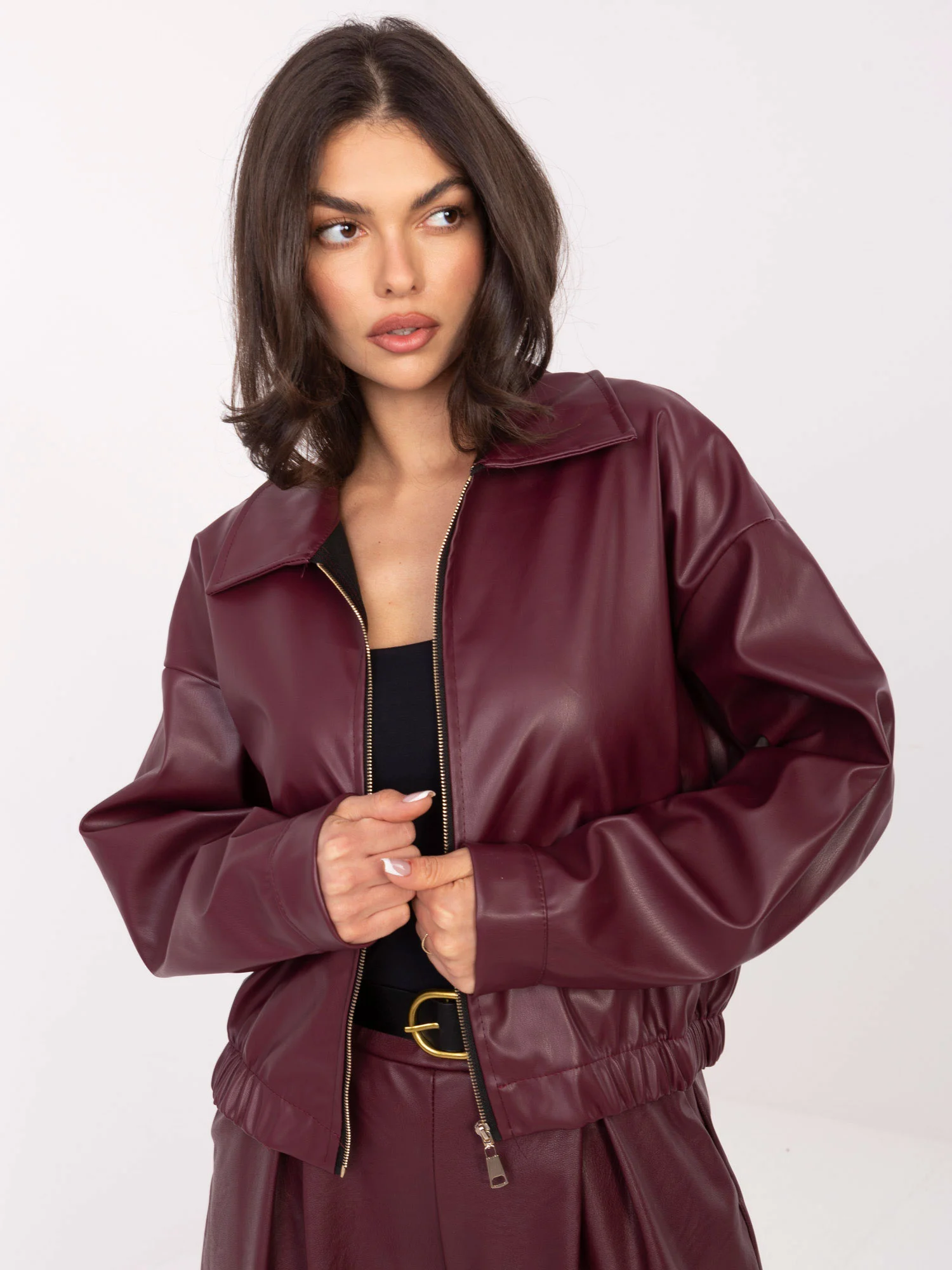 Jacheta Dama Mini, Guler inalt, RUE PARIS, Bordo de Vara - imagine 4