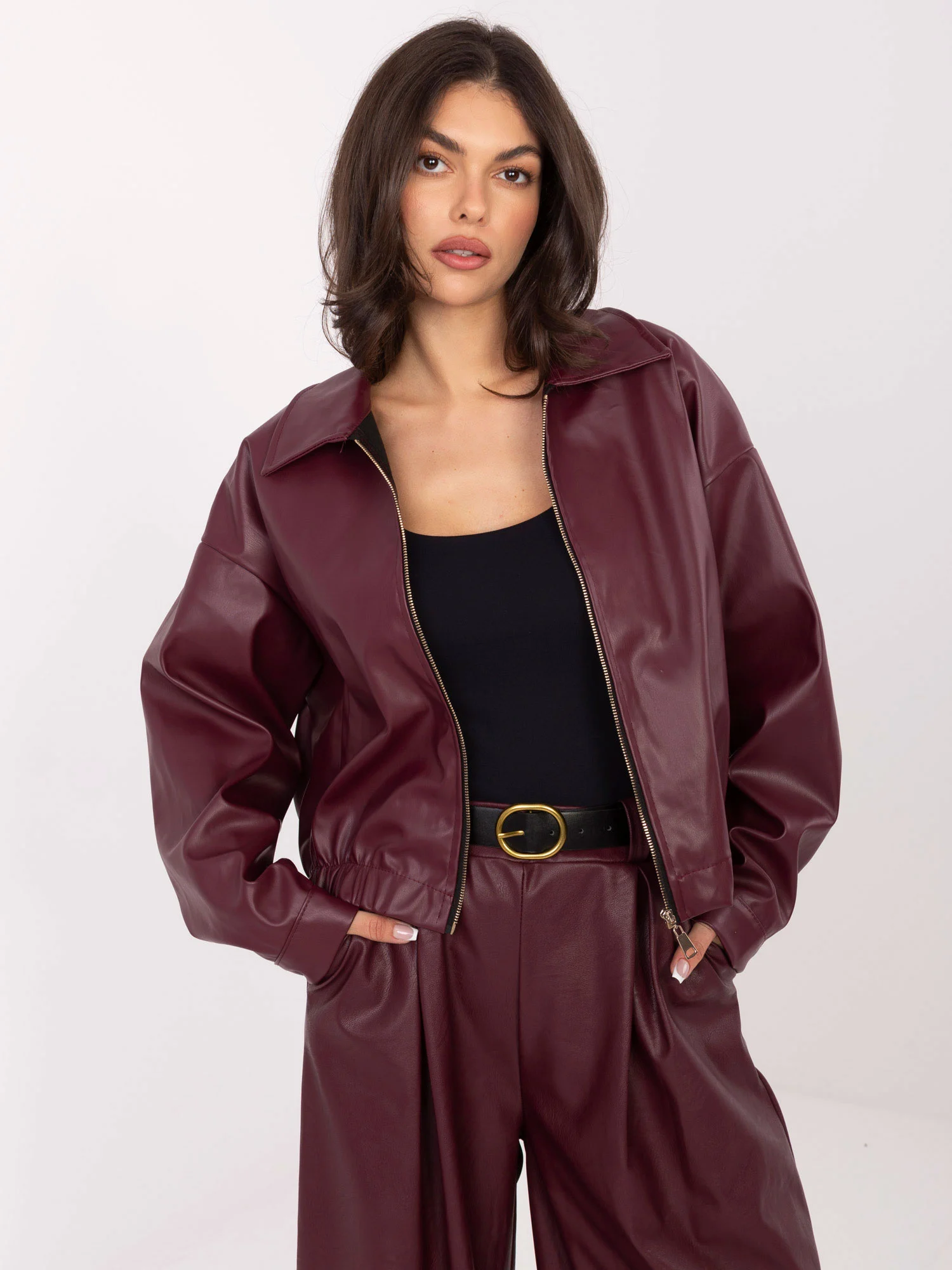 Jacheta Dama Mini, Guler inalt, RUE PARIS, Bordo de Vara - imagine 5
