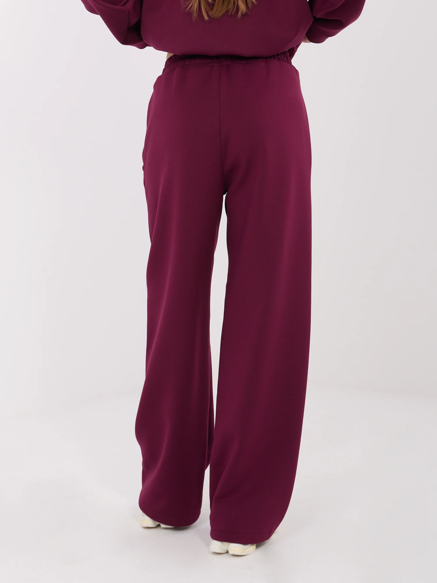 Pantaloni Dama Larga, Guler inalt, WESTEENE, Bordo Casual - Image 5