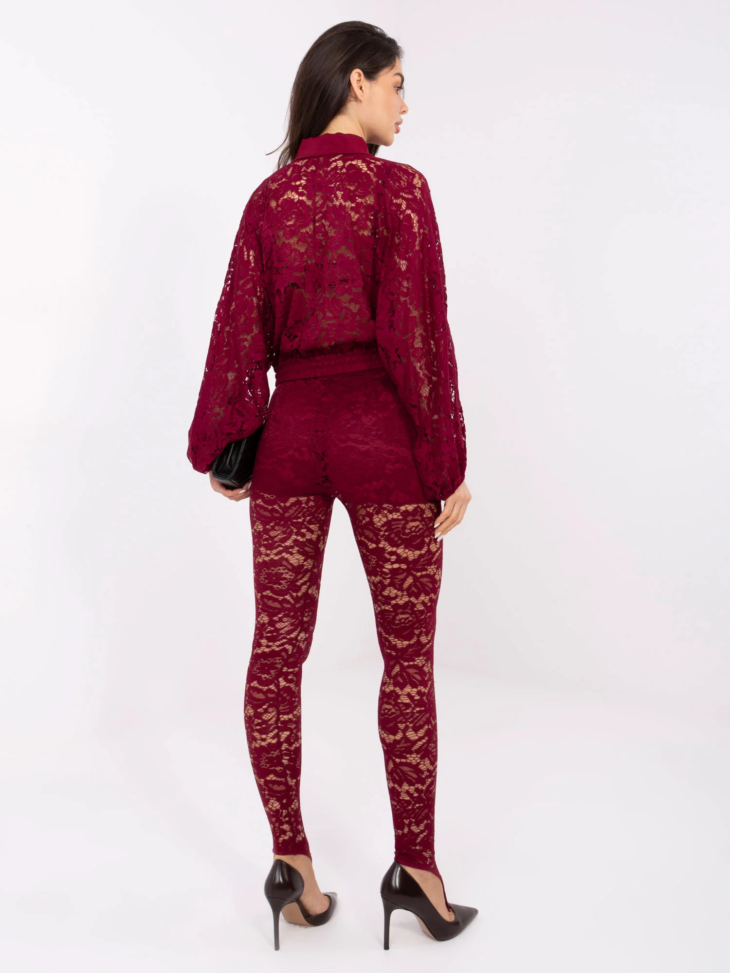 Pantaloni Dama Dantela, Elegant, ITALY MODA, Bordo de Petrecere - imagine 4