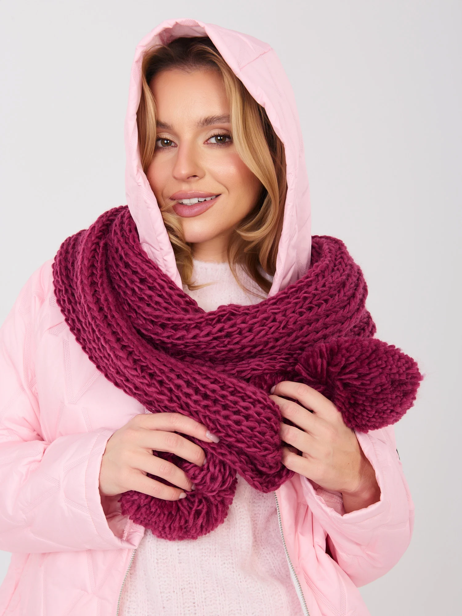 Esarfa Dama Acril, Fashion Hunters, Bordo - imagine 4