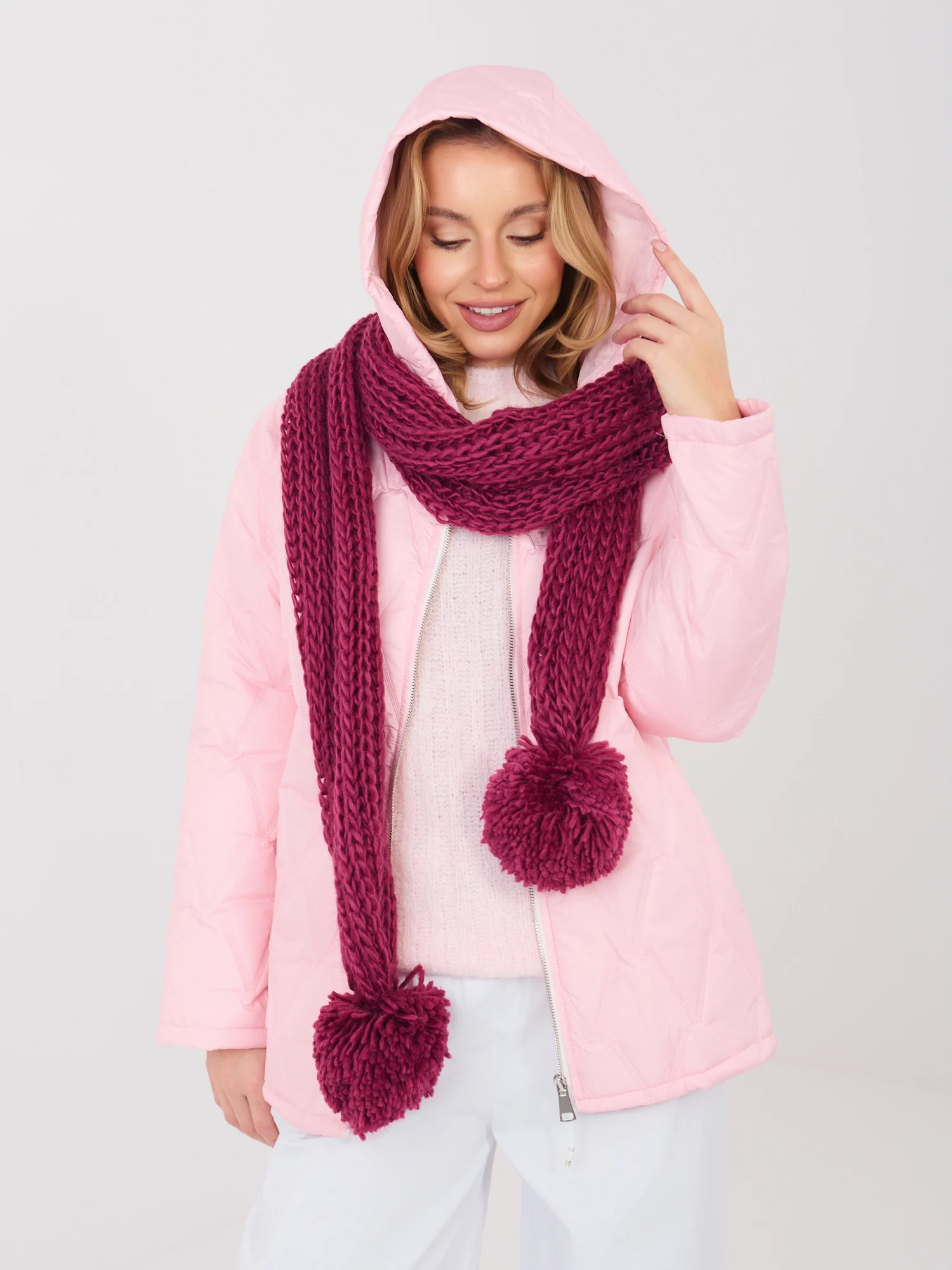 Esarfa Dama Acril, Fashion Hunters, Bordo - imagine 3