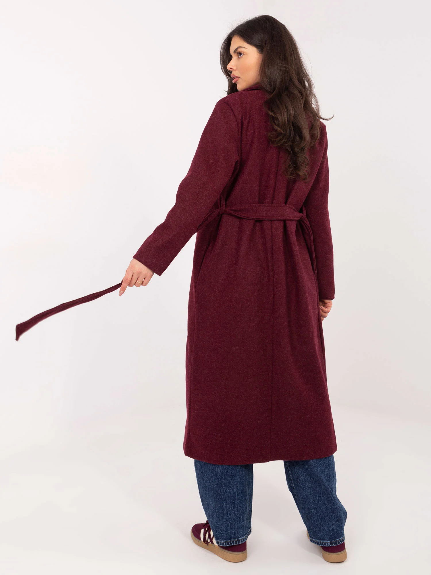 Palton Dama Maneca lunga, Guler inalt, Och Bella, Bordo Eleganta Office - imagine 2