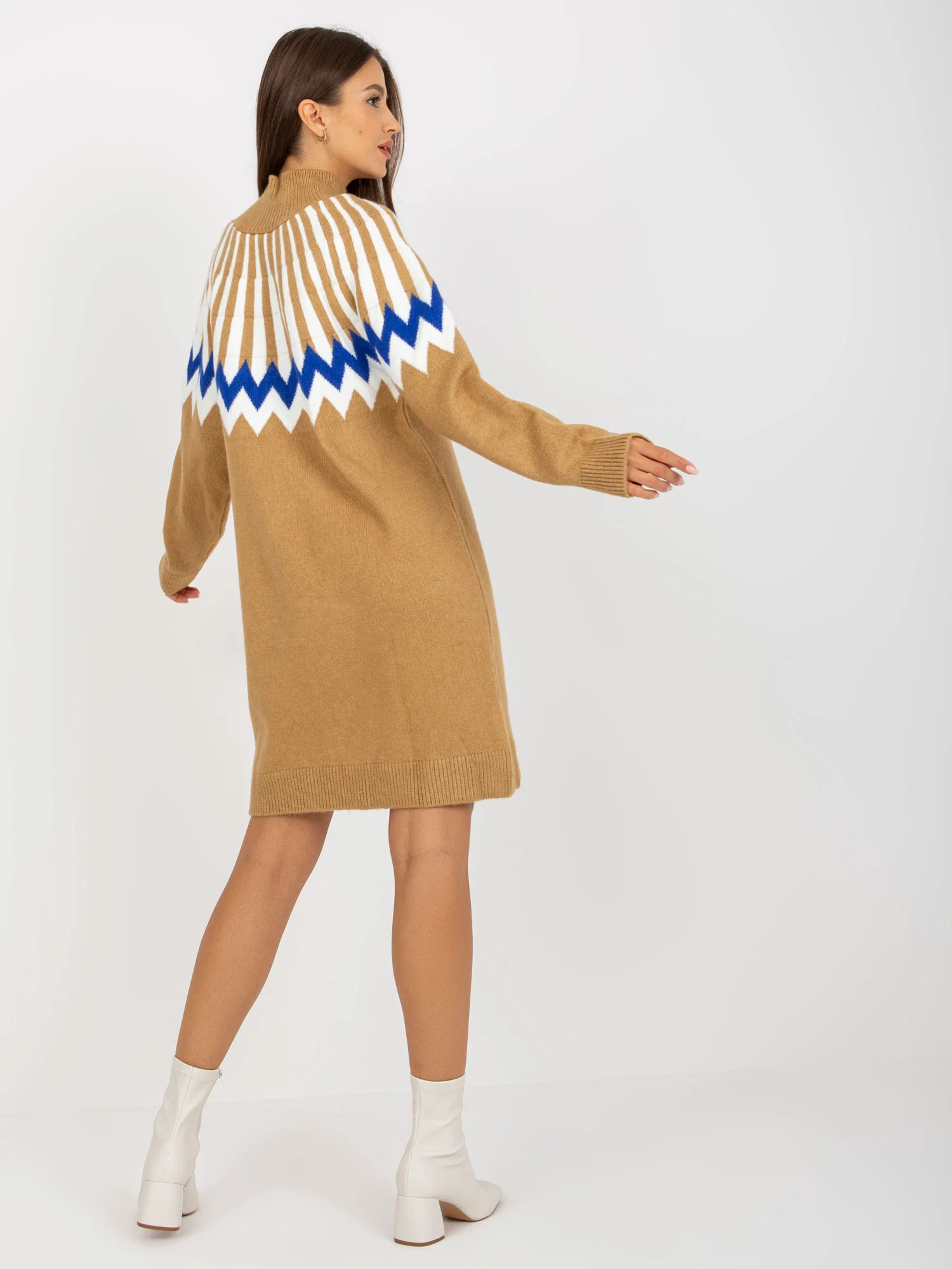 Rochie Dama Maxi, Geometric, RUE PARIS, Camel Eleganta Office - Image 6