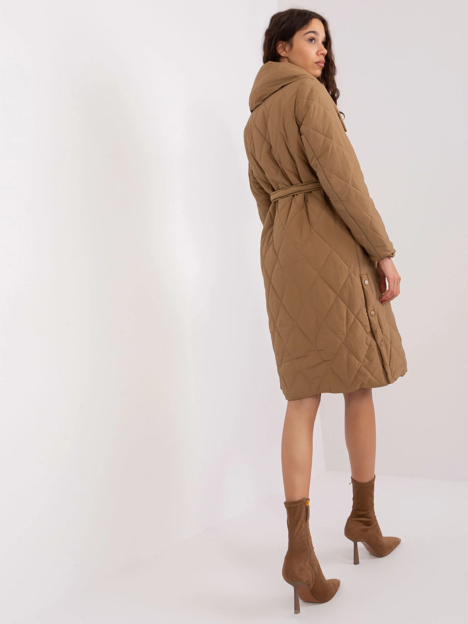 Jacheta Dama Maneca lunga, Guler inalt, Trendy. ING, Camel Casual - imagine 4