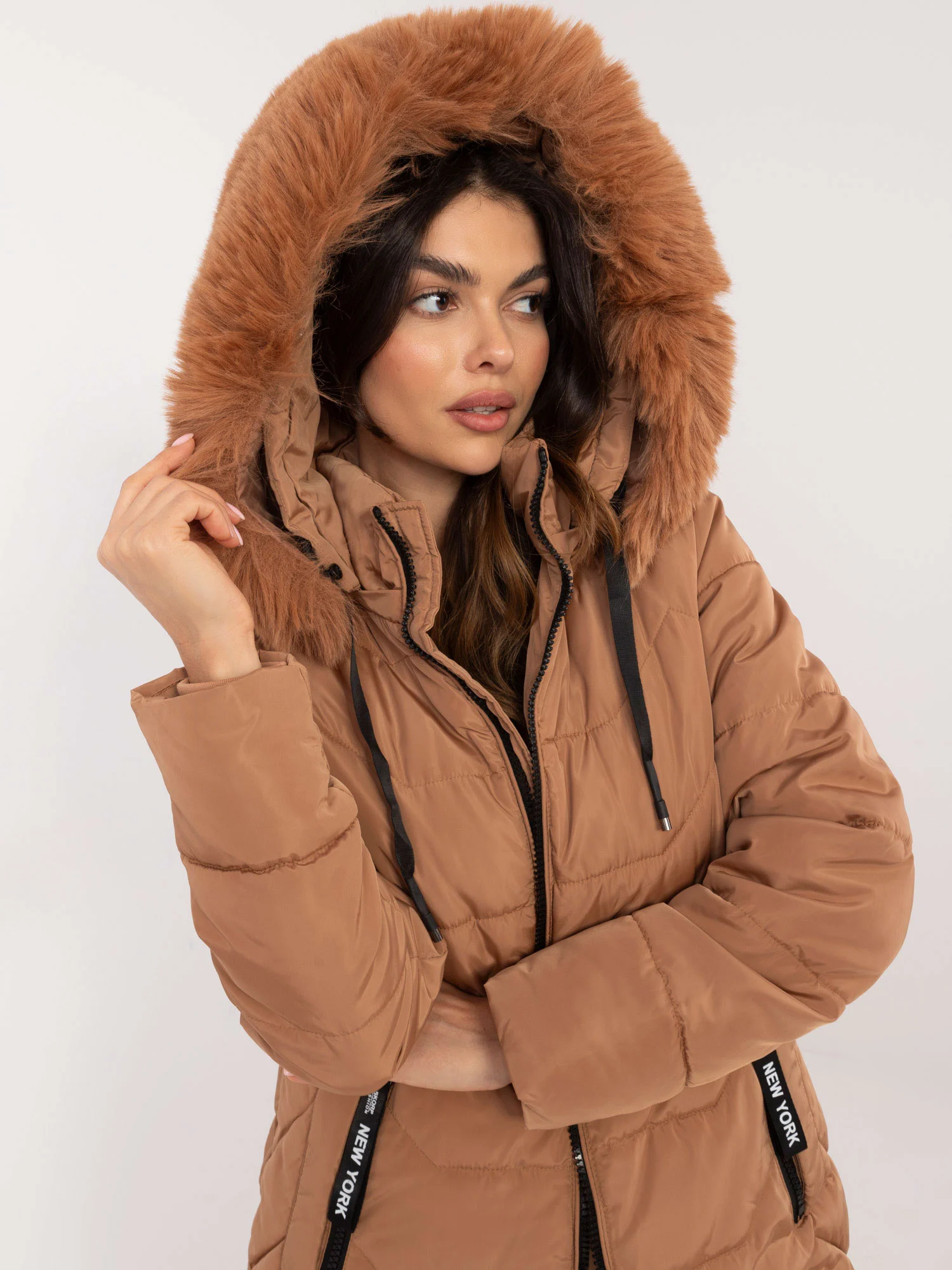 Jacheta Dama Maneca lunga, Guler inalt, SKORP, Camel Casual Marimi Mari - imagine 5