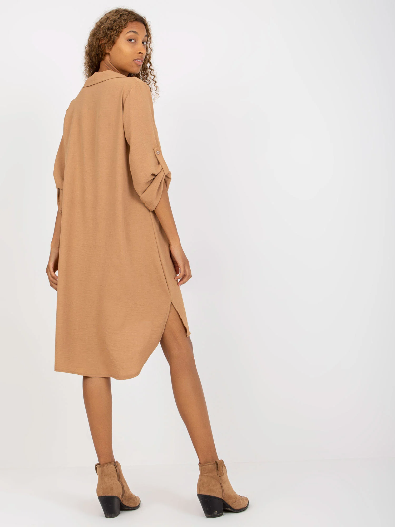 Rochie Dama Maxi, Rochie asimetrica, ITALY MODA, Camel Eleganta Office - Image 2