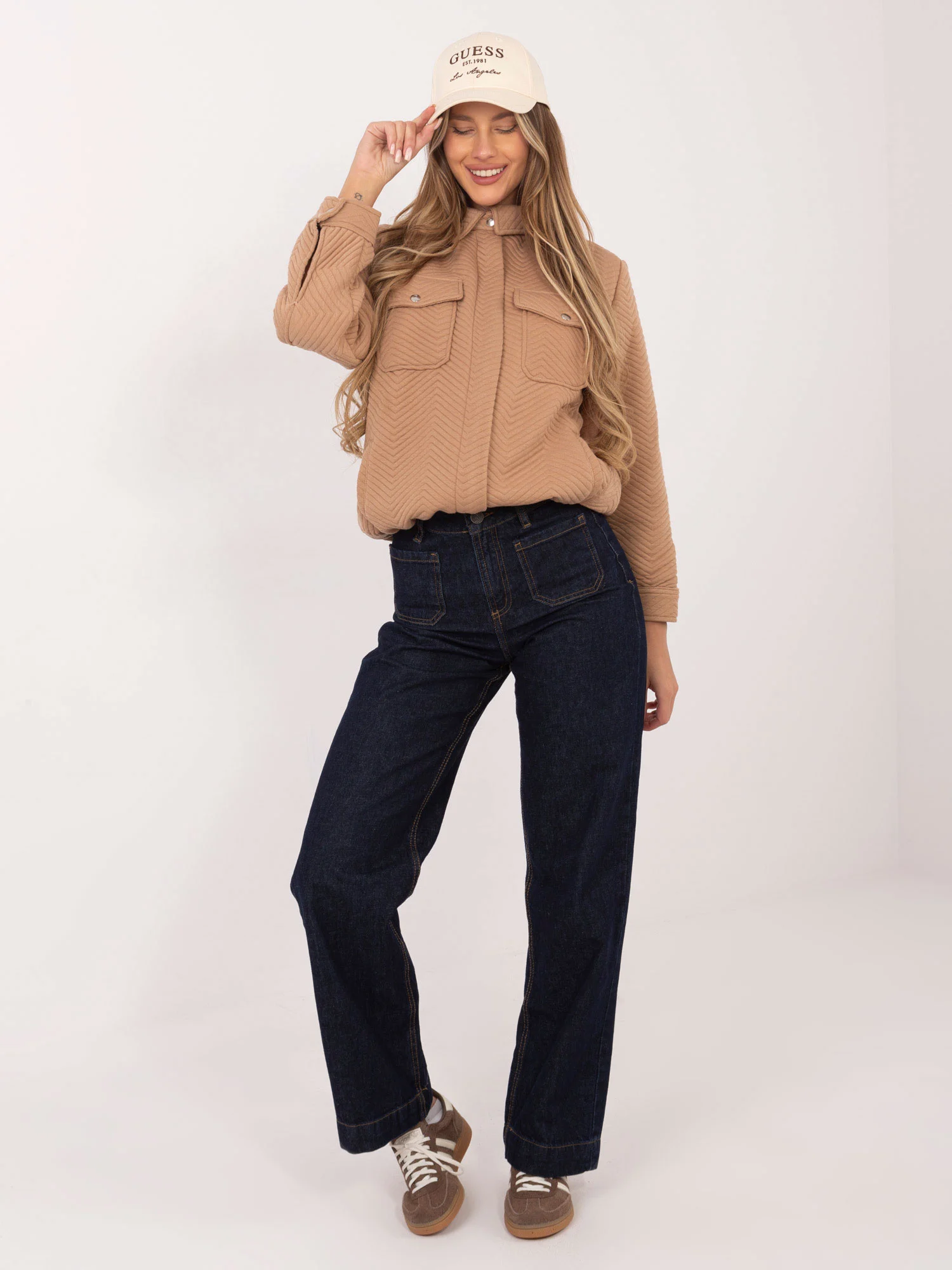 Jacheta Dama Maneca lunga, Decolteu cu guler, RUE PARIS, Camel de Vara - imagine 2