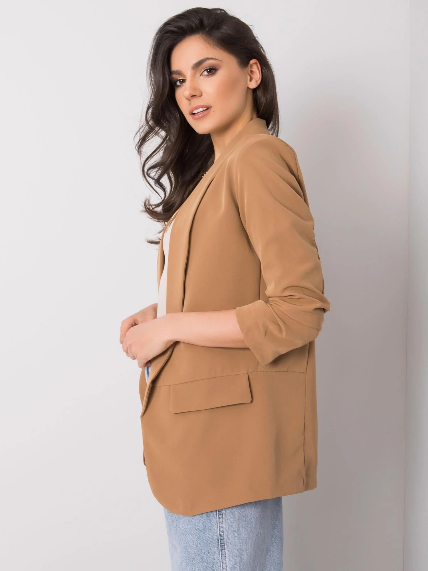 Sacou Dama Poliester, Och Bella, Camel - imagine 4