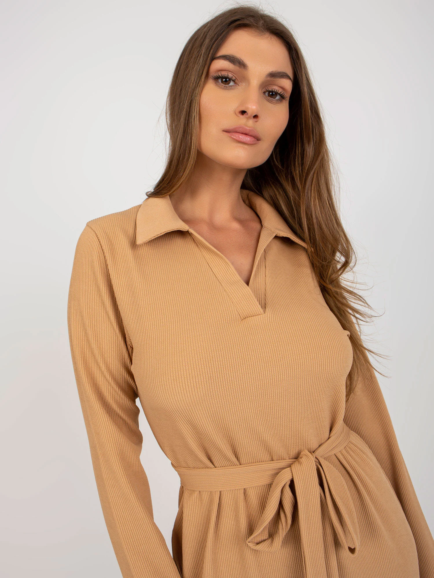 Rochie Dama Maxi, Dungi, LAKERTA, Camel Eleganta Office - Image 5