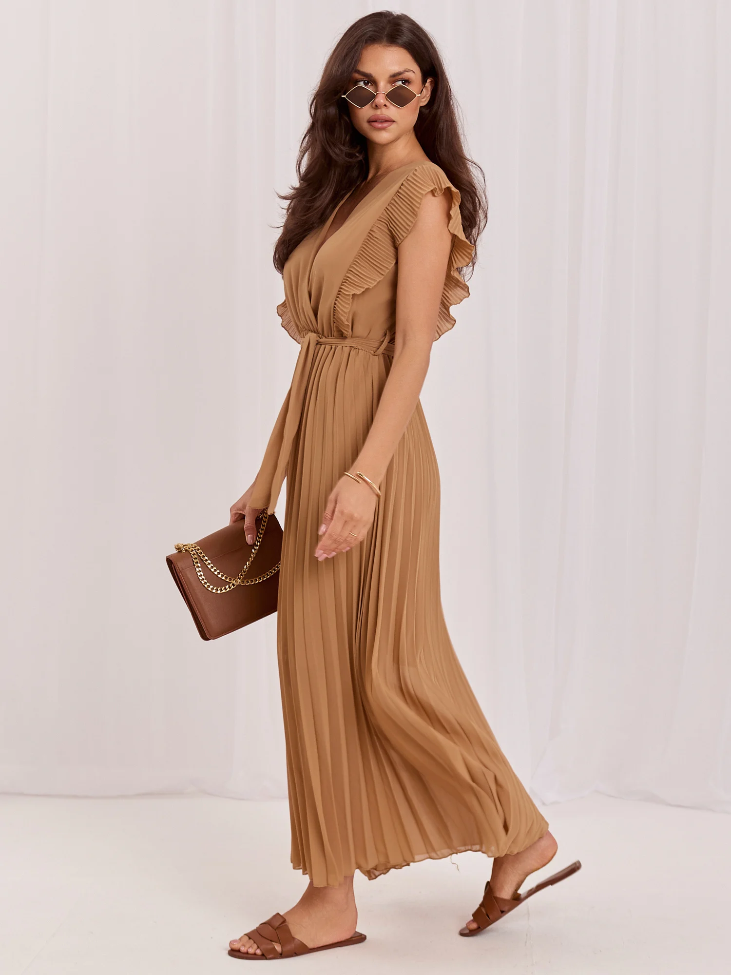 Rochie Dama Midi, Lejera, RUE PARIS, Camel de Vara - imagine 5