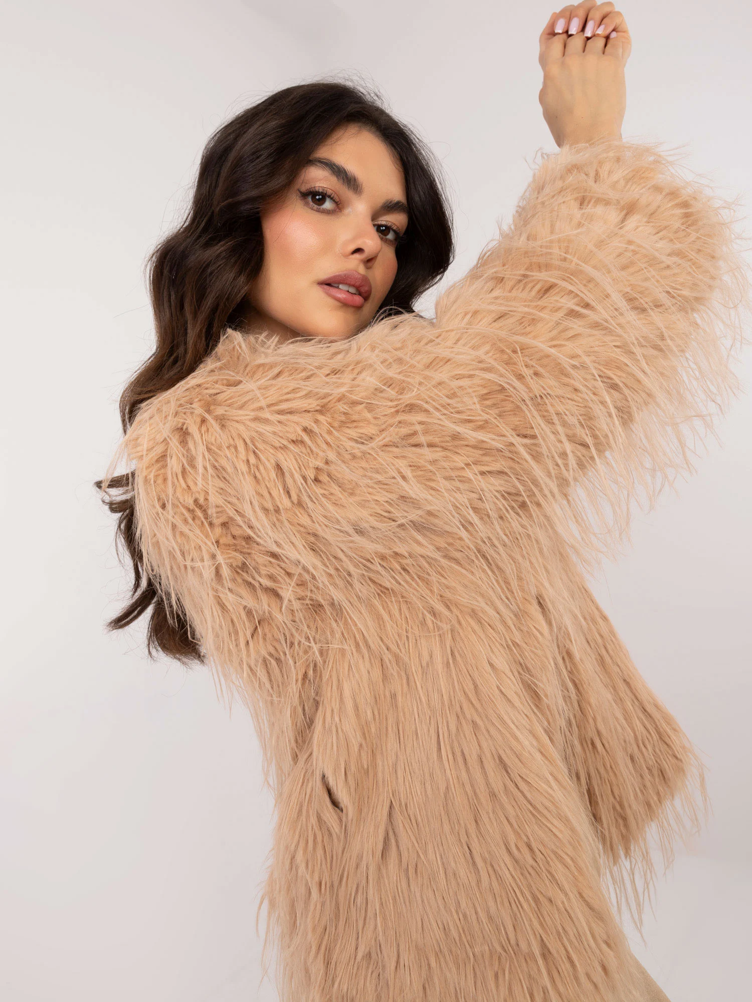 Jacheta Dama Maneca lunga, Elegant, Wool Fashion Italia, Camel de Petrecere - imagine 5