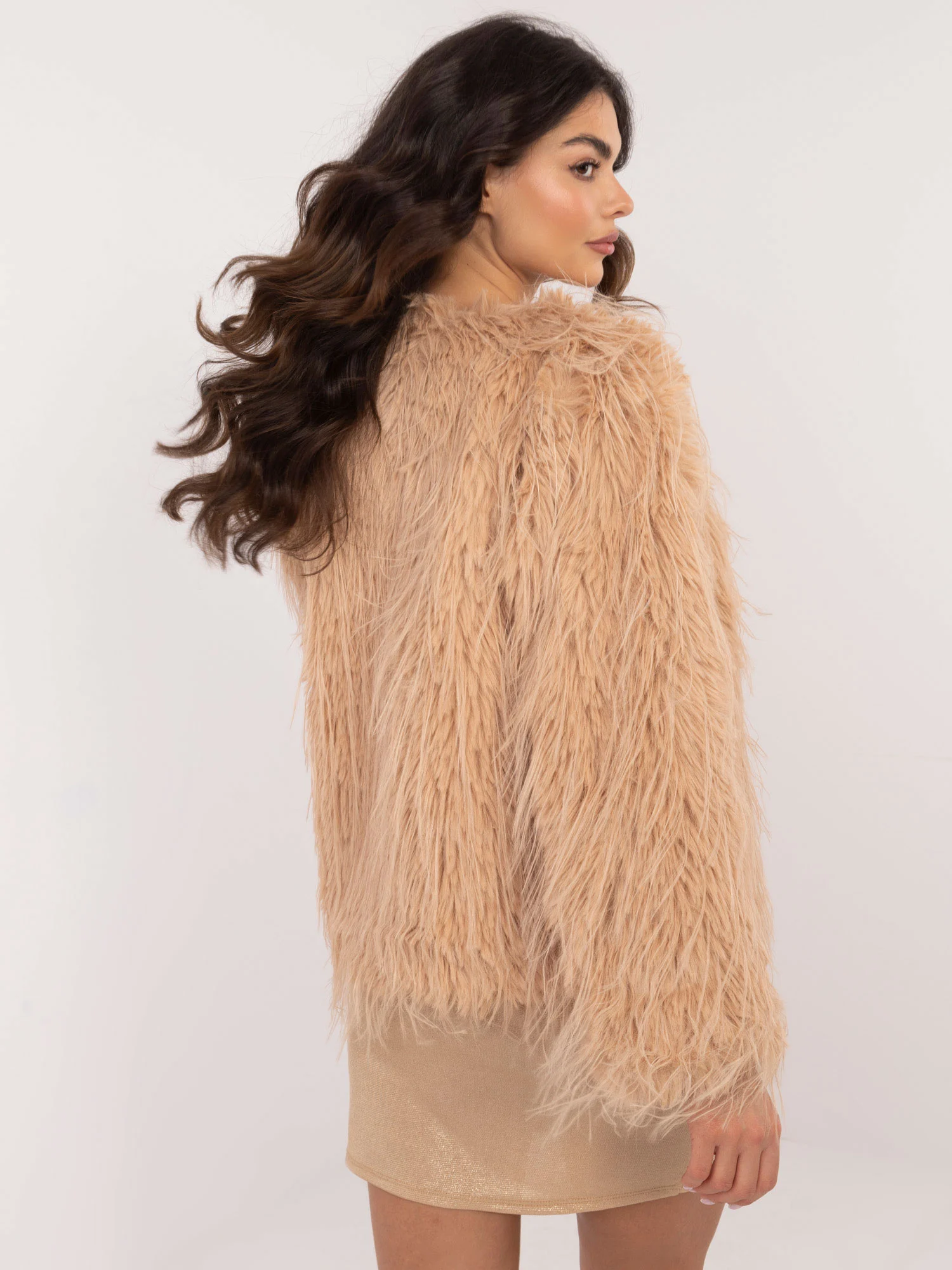Jacheta Dama Maneca lunga, Elegant, Wool Fashion Italia, Camel de Petrecere - imagine 4