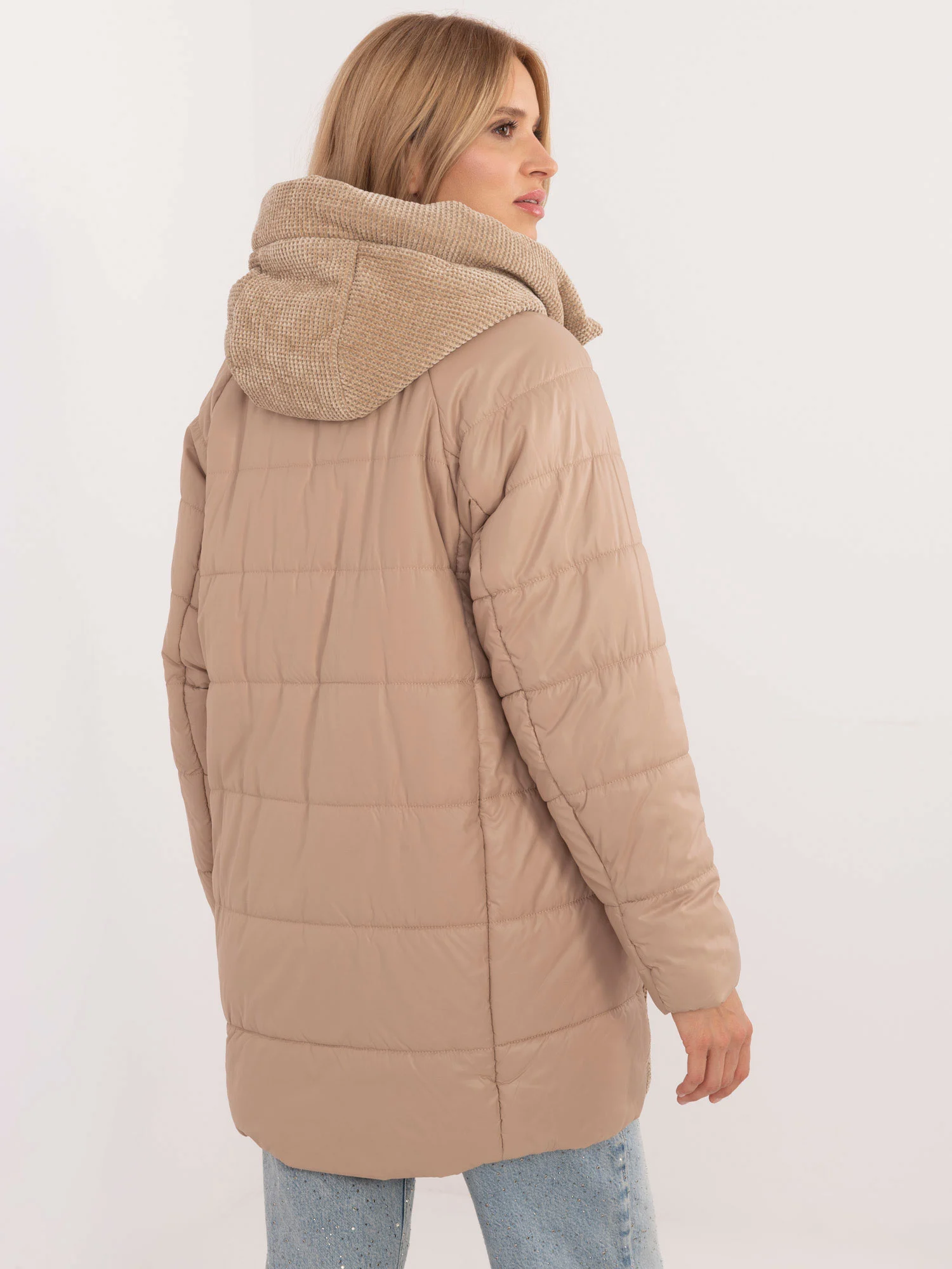 Jacheta Dama Guler inalt, Poliester, Vaston, Camel Casual Marimi Mari - imagine 5