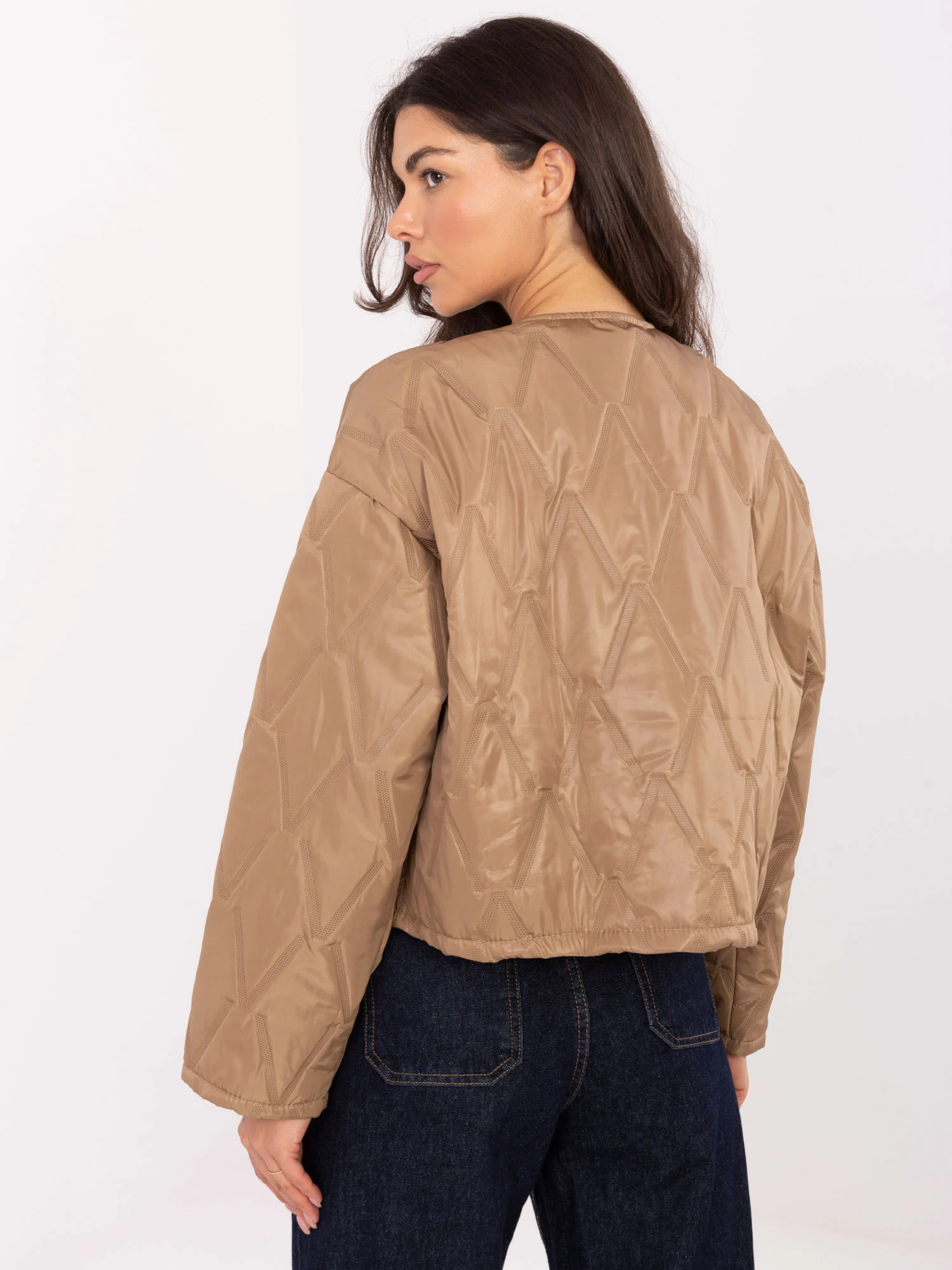 Jacheta Dama Elegant, Guler inalt, RUE PARIS, Camel Eleganta Office - imagine 5