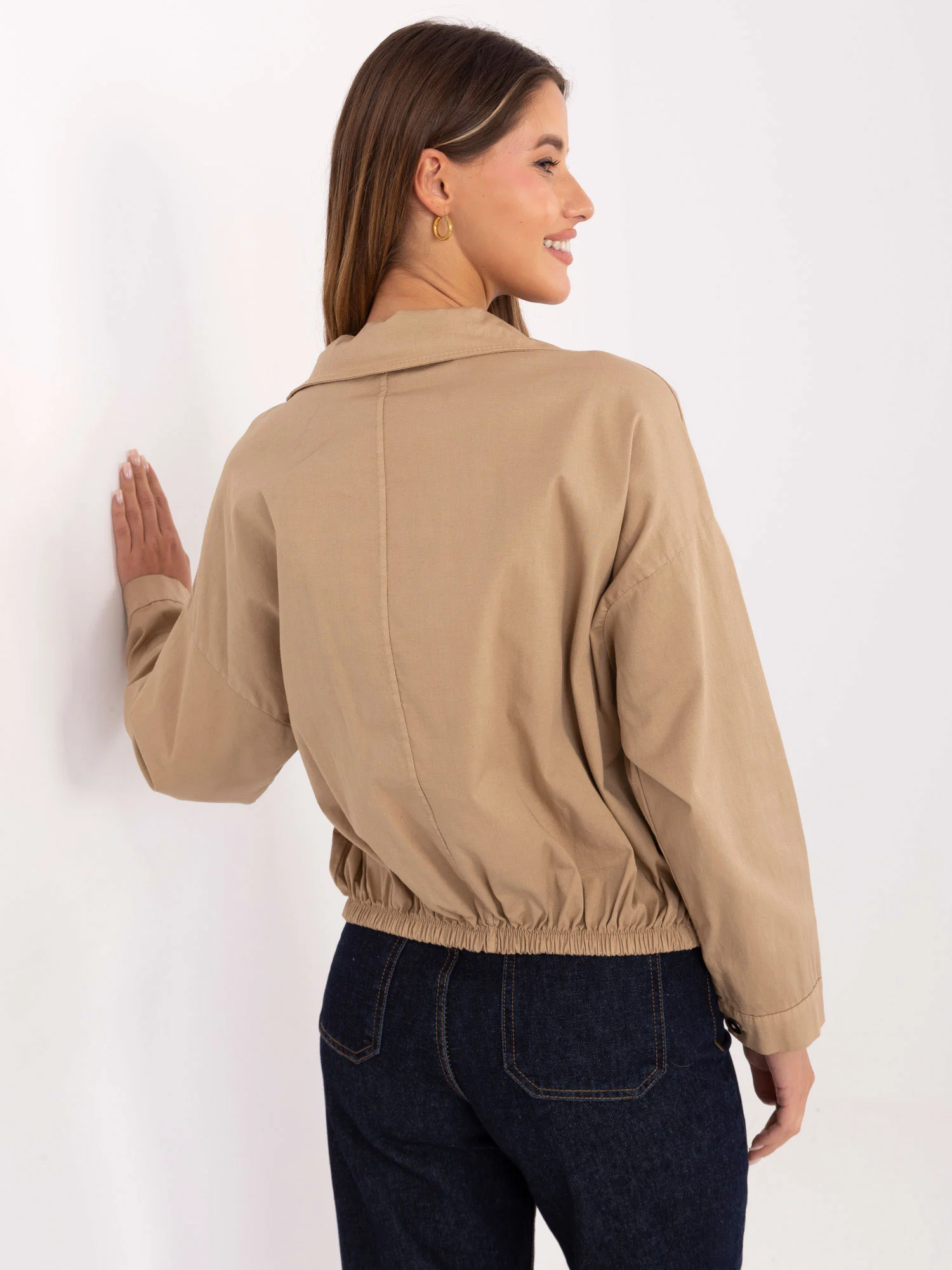 Camasa Dama Mini, Guler inalt, RUE PARIS, Camel Casual - imagine 4