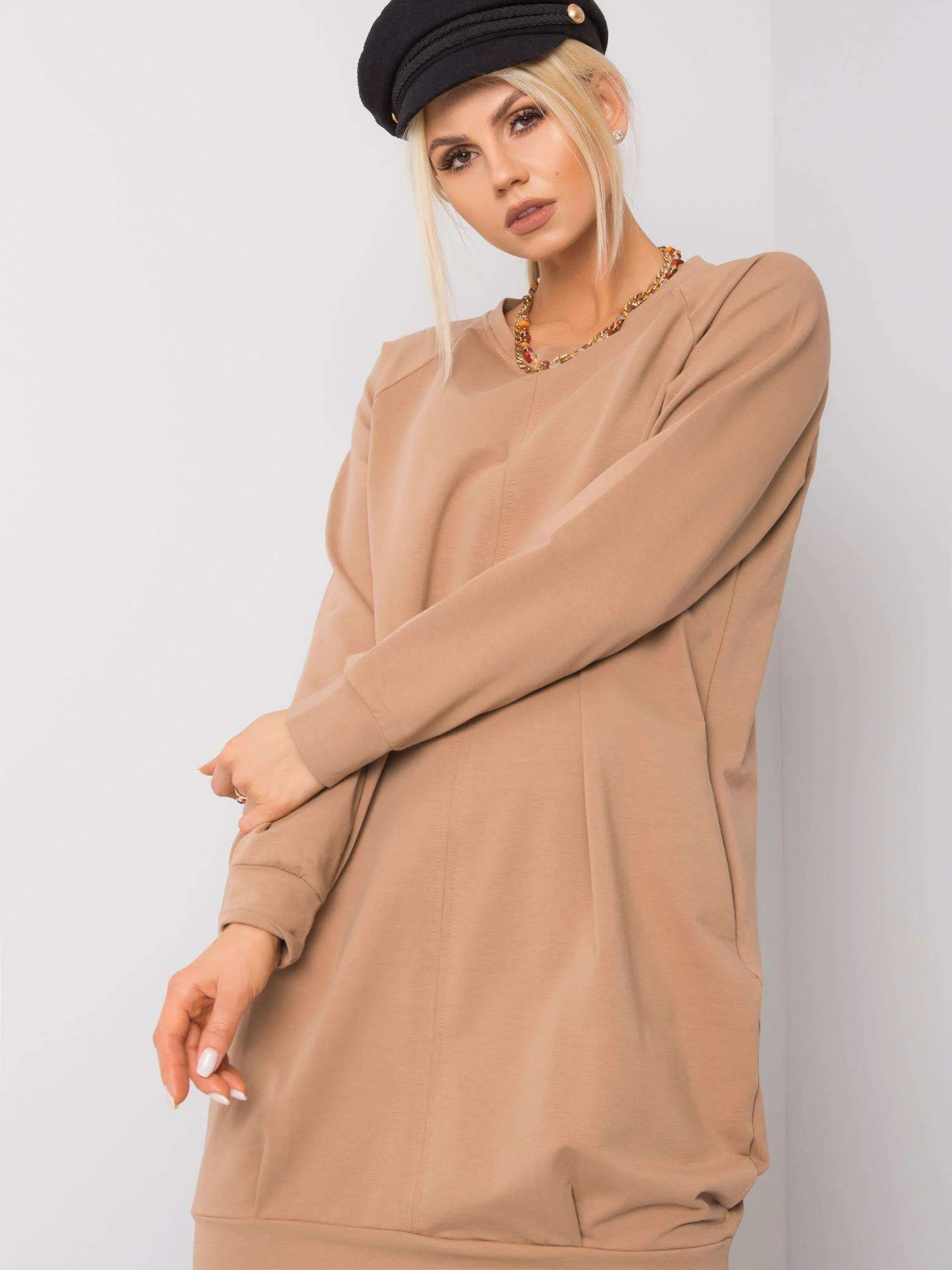 Rochie Dama Maxi, Oversize, BASIC FEEL GOOD, Camel Casual - Image 3