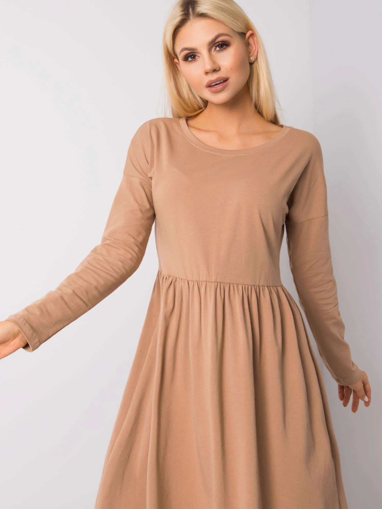 Rochie Dama Maxi, Lejera, RUE PARIS, Camel Eleganta Office - Image 2