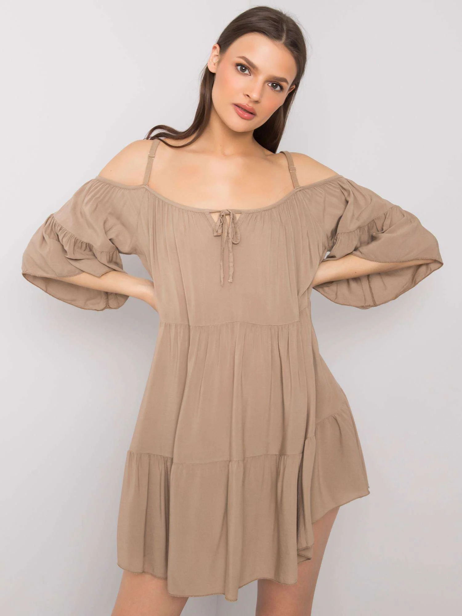Rochie Dama Mini, Boho, Och Bella, Bej Casual - Image 5