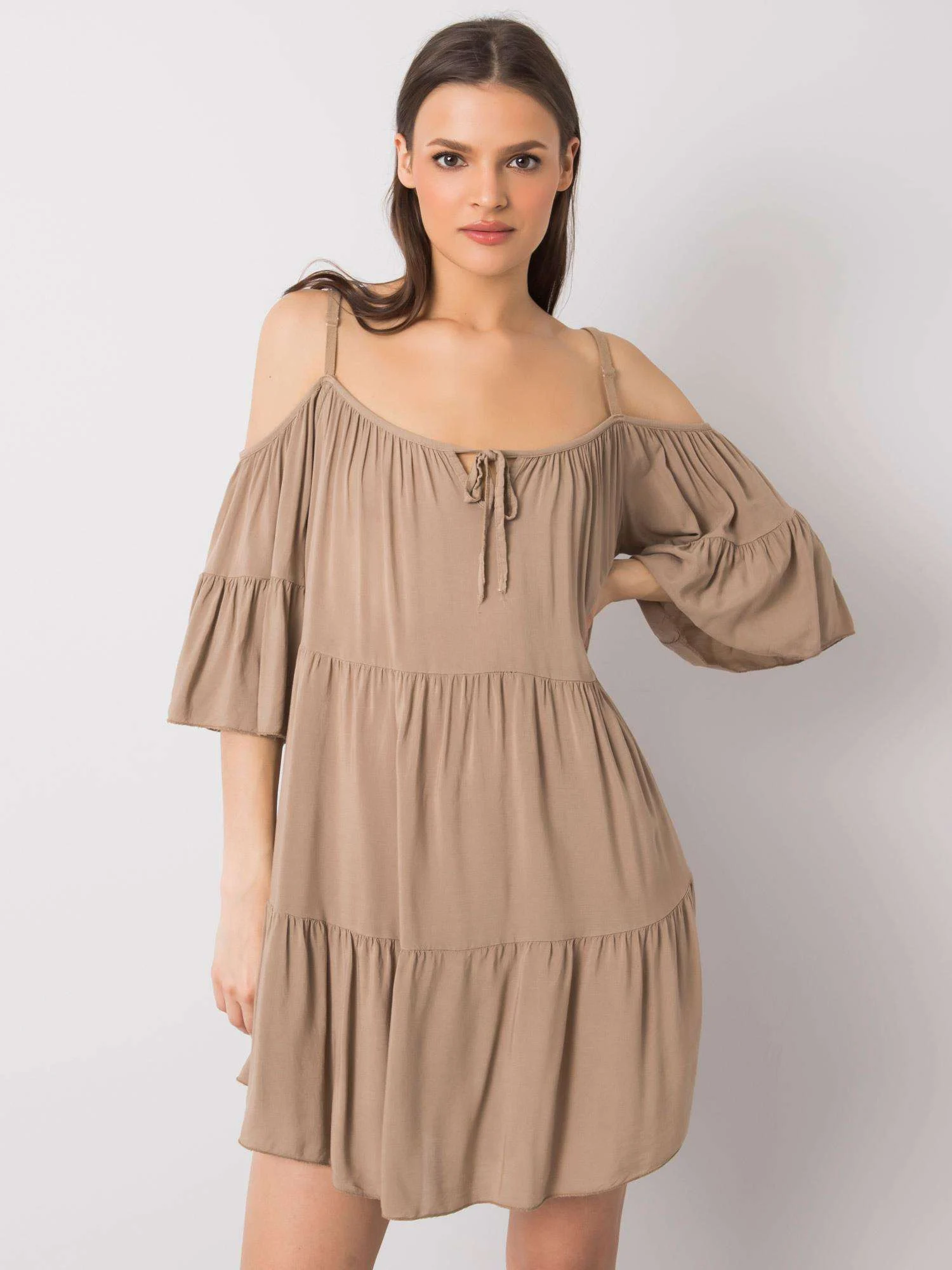 Rochie Dama Mini, Boho, Och Bella, Bej Casual - Image 2