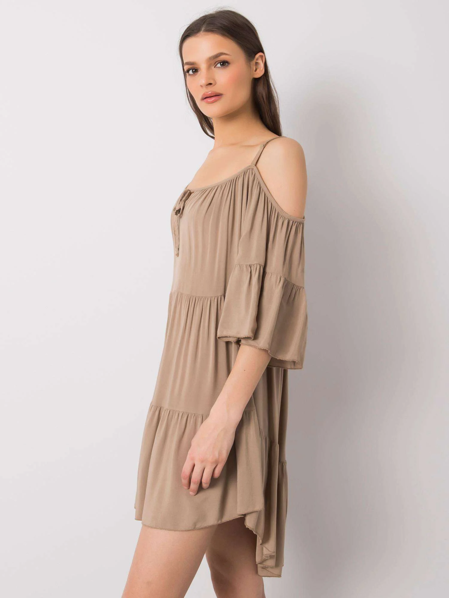 Rochie Dama Mini, Boho, Och Bella, Bej Casual - Image 3