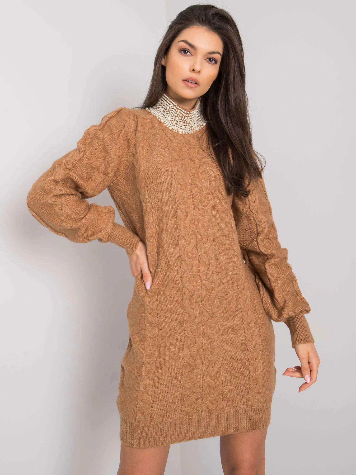 Rochie Dama Maxi, Rochie dreapta, RUE PARIS, Camel Eleganta Office - Image 5