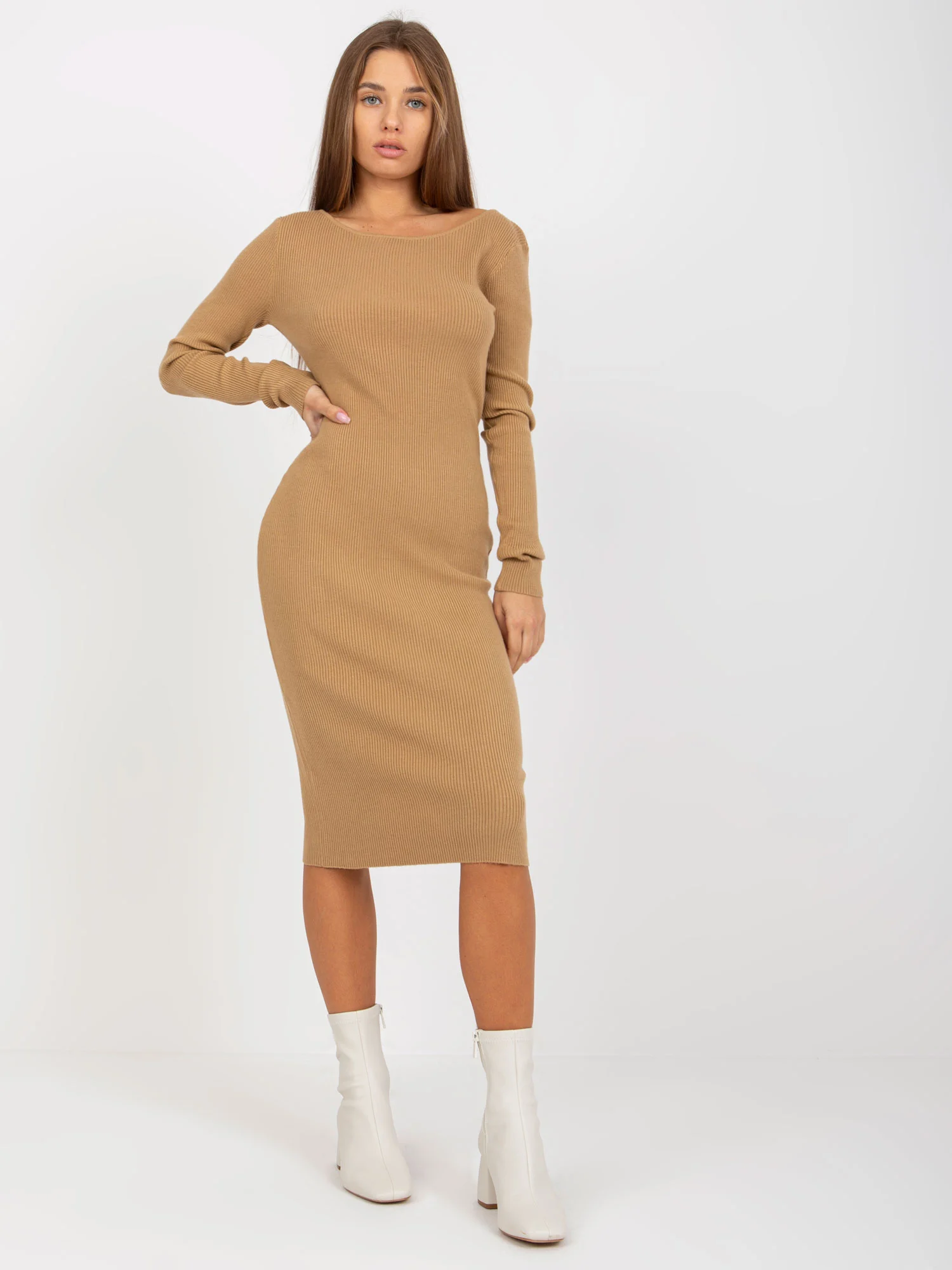 Rochie Dama Maxi, Dungi, Trendy. ING, Camel de Petrecere - Image 7
