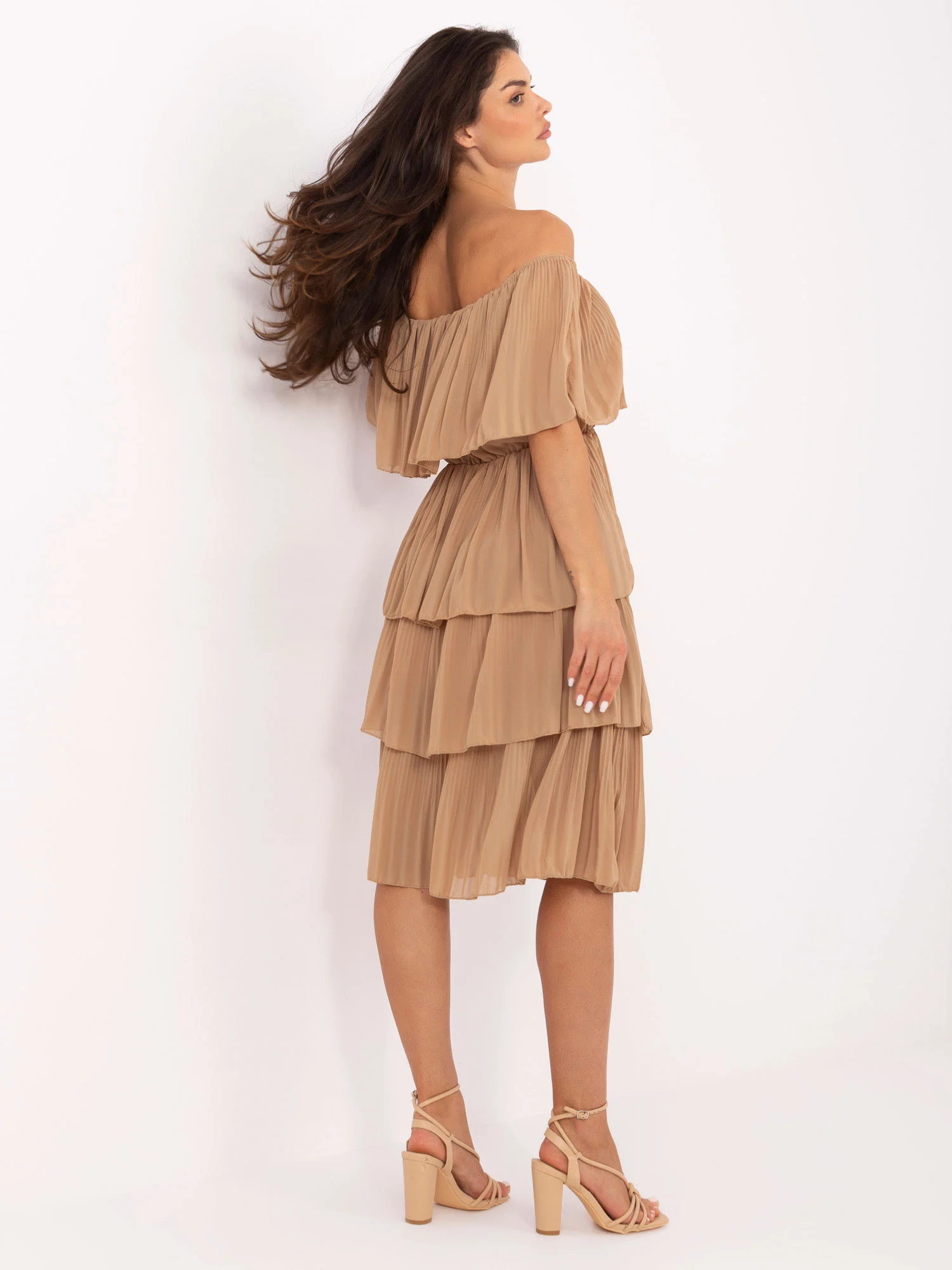 Rochie Dama Fara maneci, Lejera, Och Bella, Camel de Vara - imagine 3