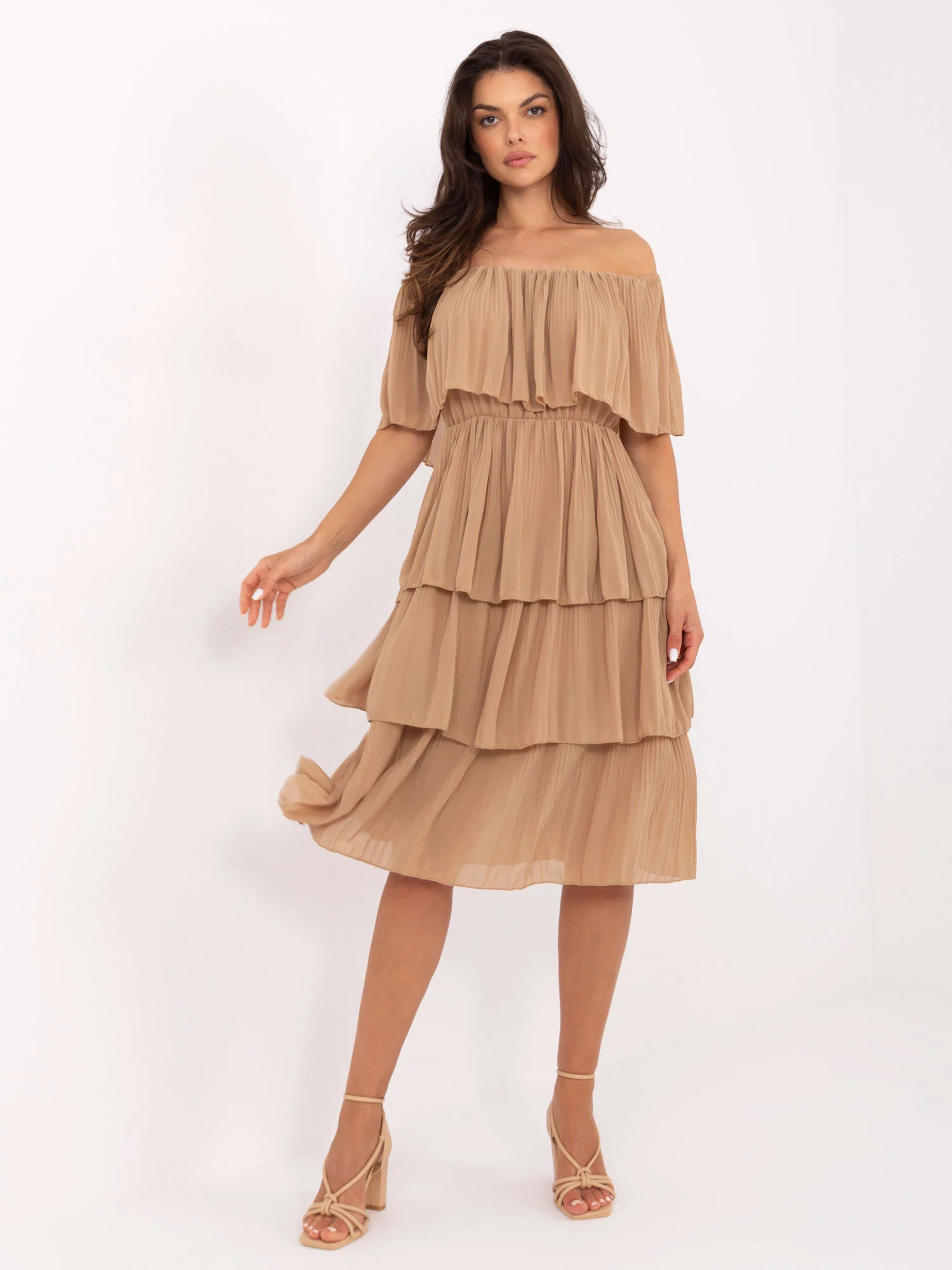 Rochie Dama Fara maneci, Lejera, Och Bella, Camel de Vara - imagine 2