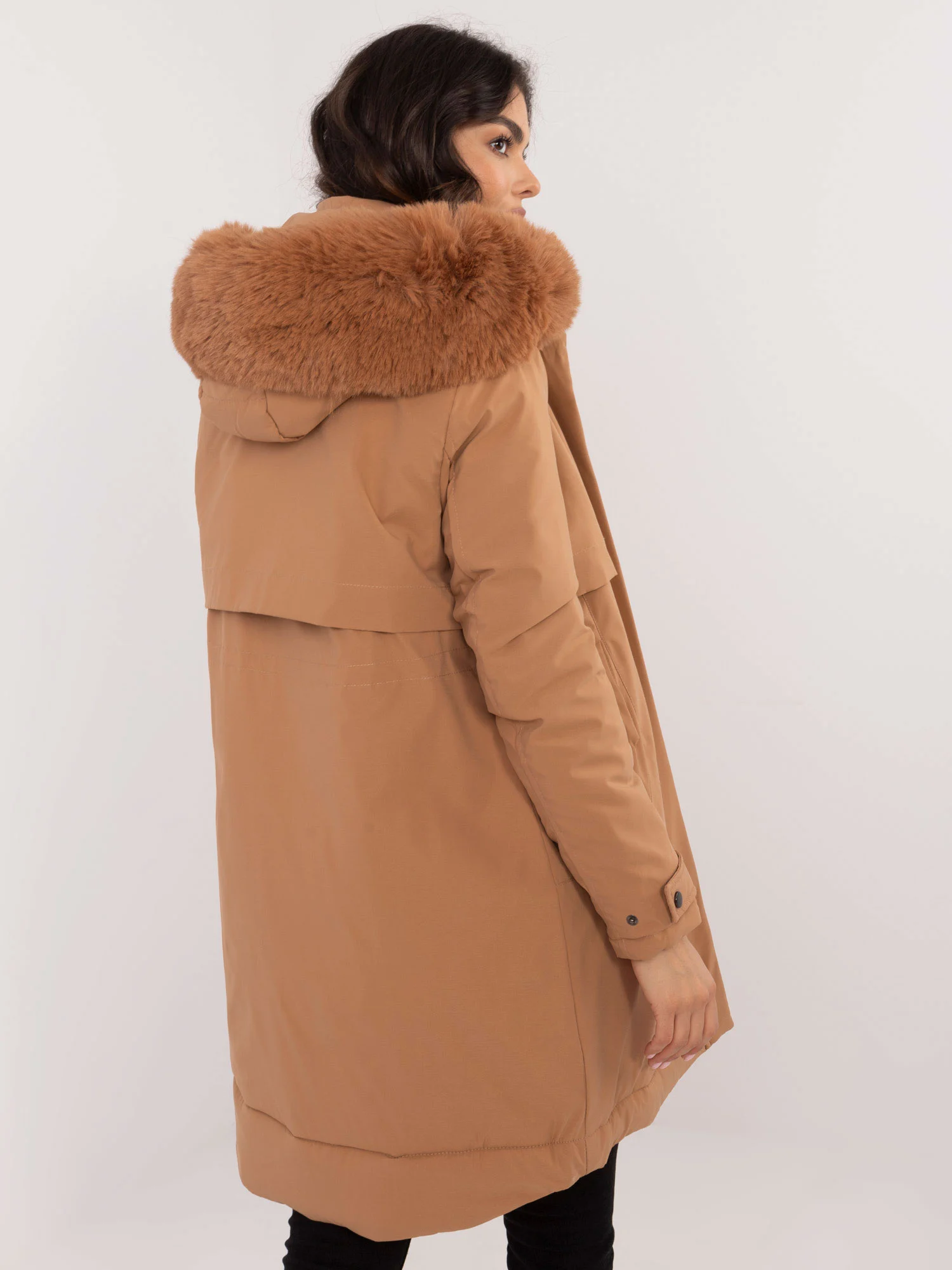 Jacheta Dama Deasupra genunchiului, Maneci bufante, SKORP, Camel Casual Marimi Mari - imagine 5