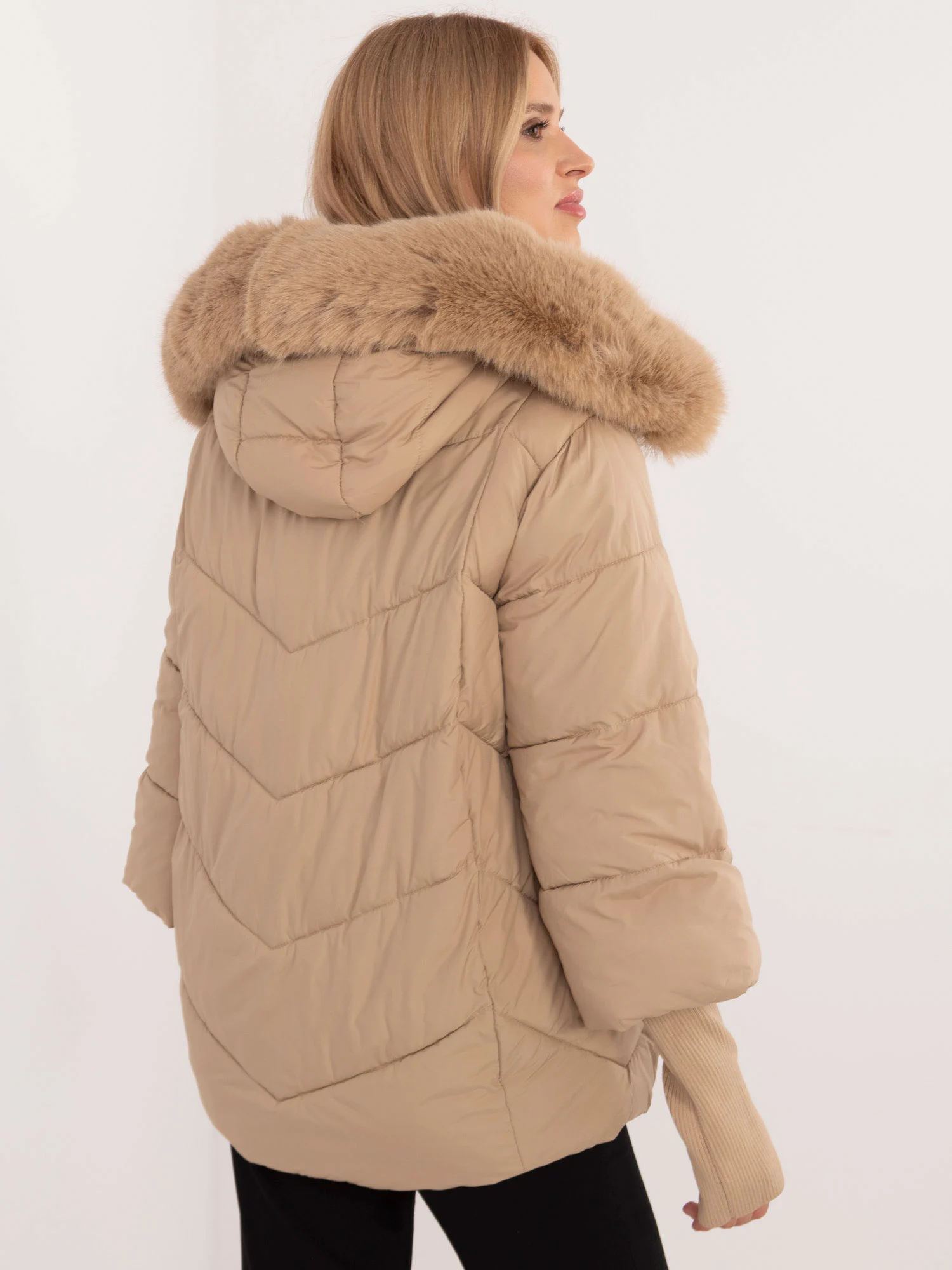 Jacheta Dama Guler inalt, Poliester, Wind Line, Camel Casual - imagine 5